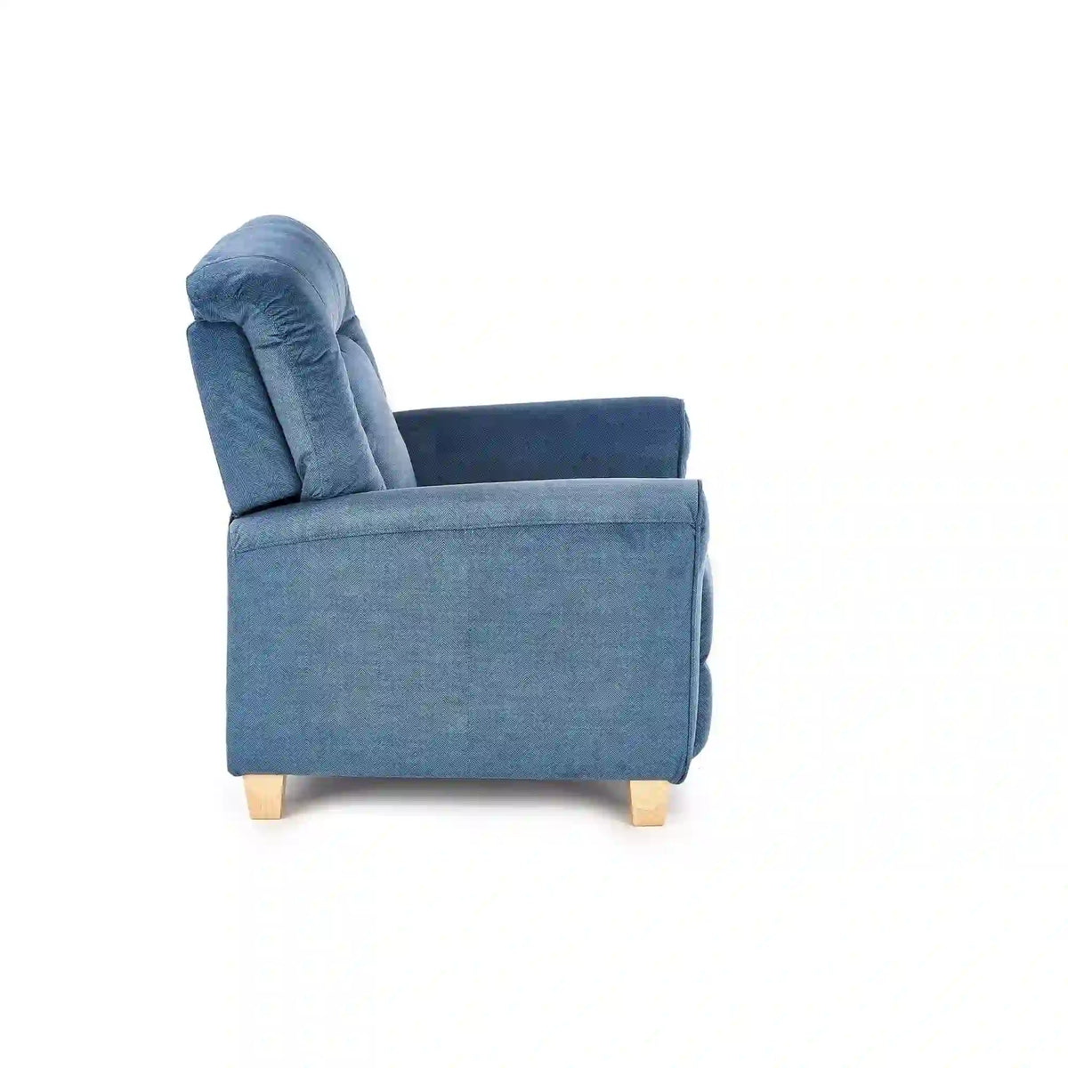 Fotoliu rabatabil BARD, albastru inchis/stejar, stofa/lemn, 90x90/158x76/102 cm