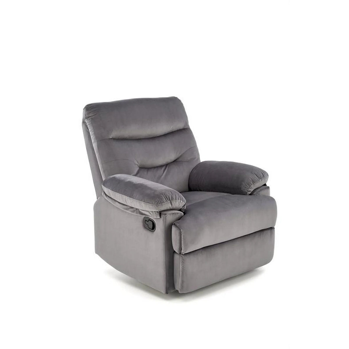 Fotoliu rabatabil DRAGER, gri/negru, stofa catifelata/metal, 88x90/160x105 cm