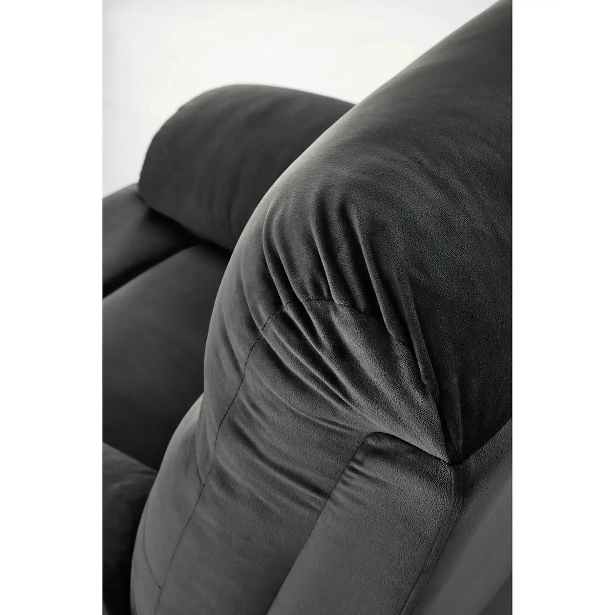 Fotoliu rabatabil DRAGER, negru, stofa catifelata/metal, 88x90/160x105 cm