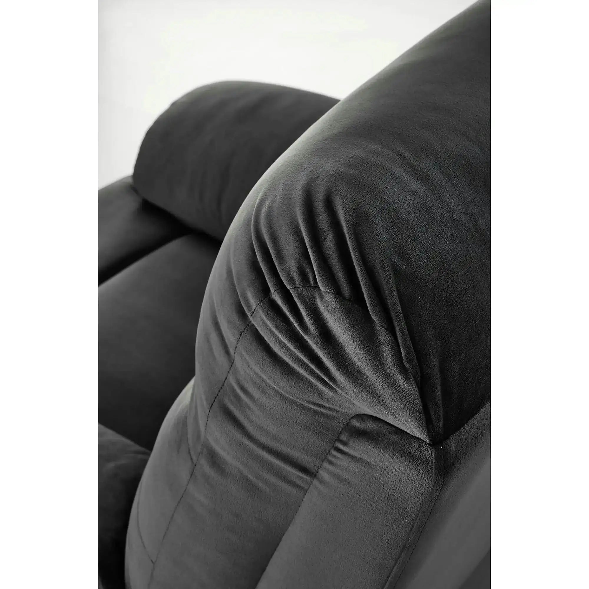 Fotoliu rabatabil DRAGER, negru, stofa catifelata/metal, 88x90/160x105 cm