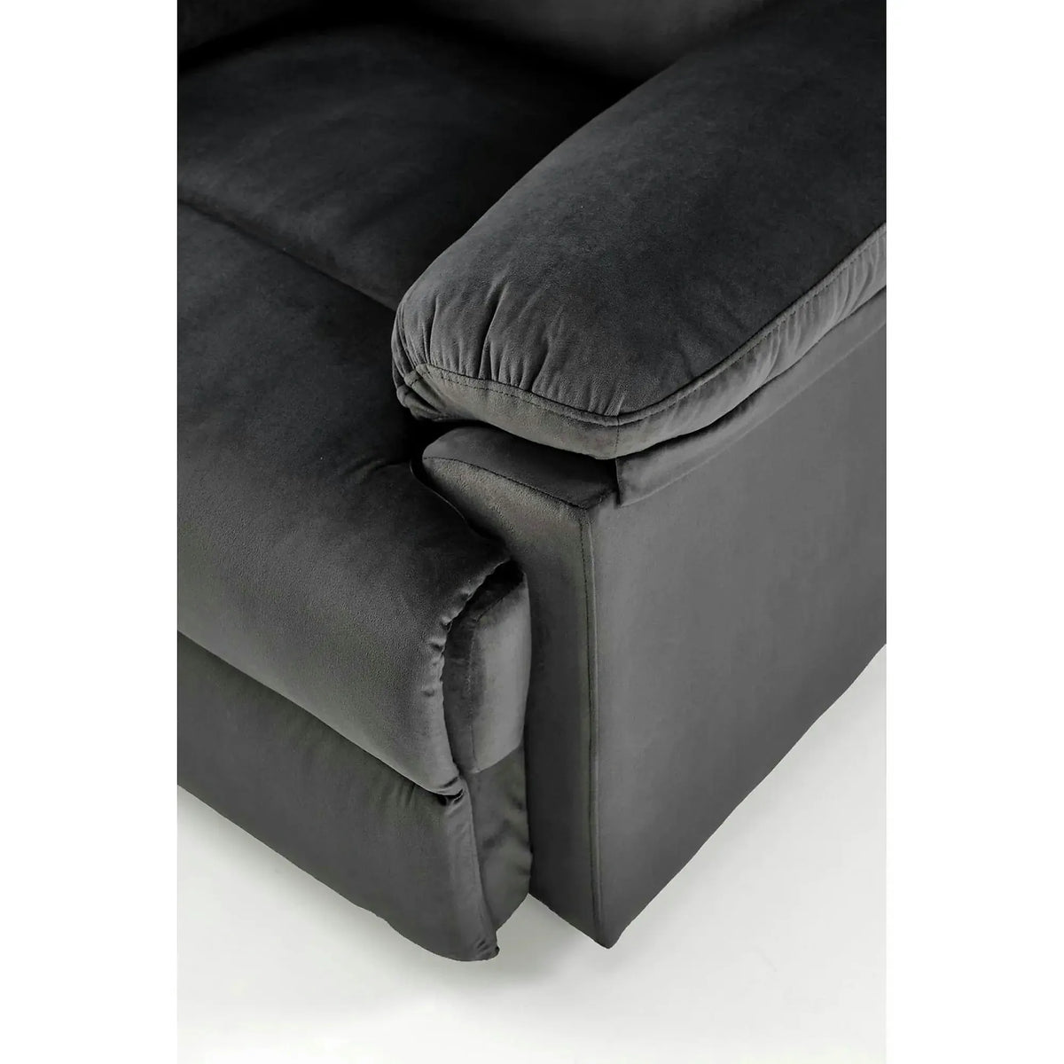 Fotoliu rabatabil DRAGER, negru, stofa catifelata/metal, 88x90/160x105 cm