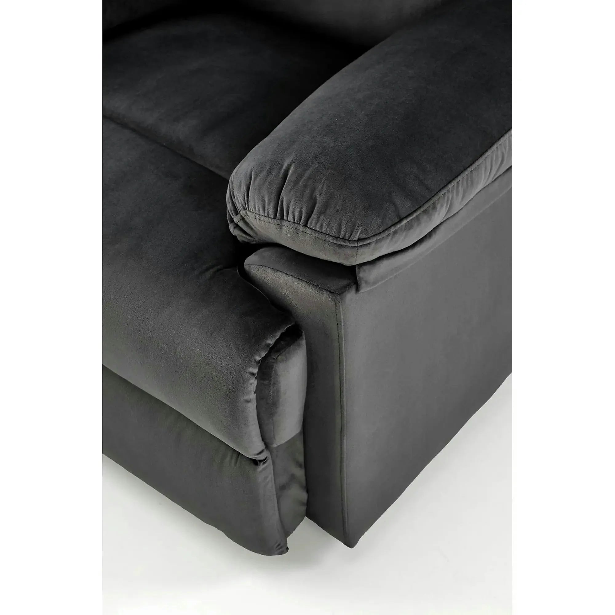 Fotoliu rabatabil DRAGER, negru, stofa catifelata/metal, 88x90/160x105 cm