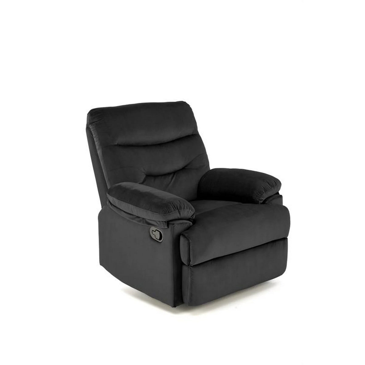 Fotoliu rabatabil DRAGER, negru, stofa catifelata/metal, 88x90/160x105 cm