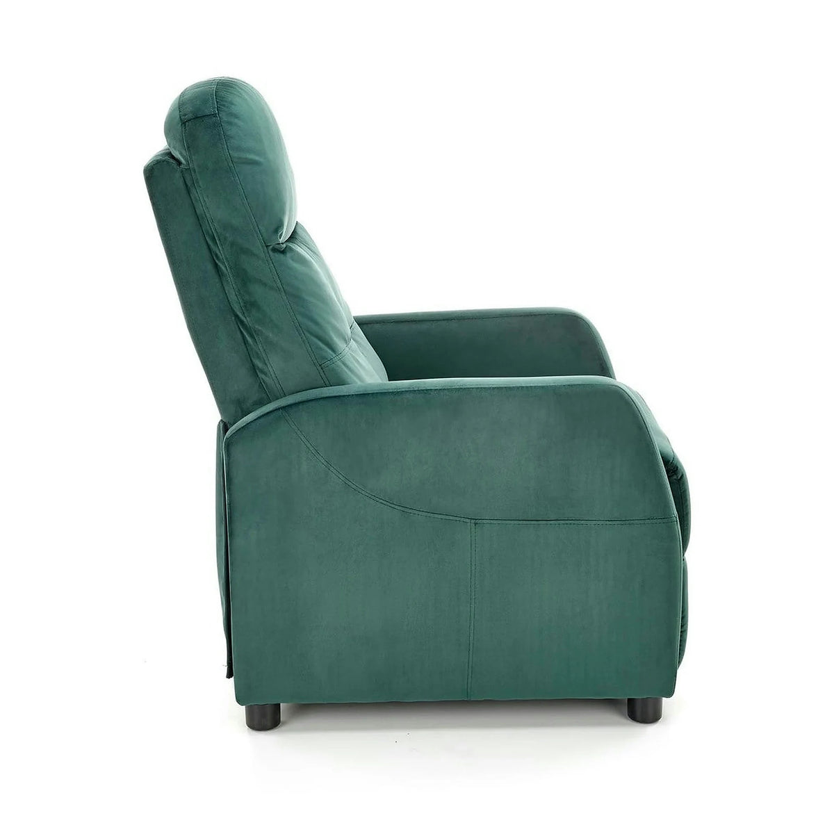Fotoliu rabatabil FELIPE 2, verde inchis/negru, stofa catifelata/plastic, 64x84/135x103/76 cm