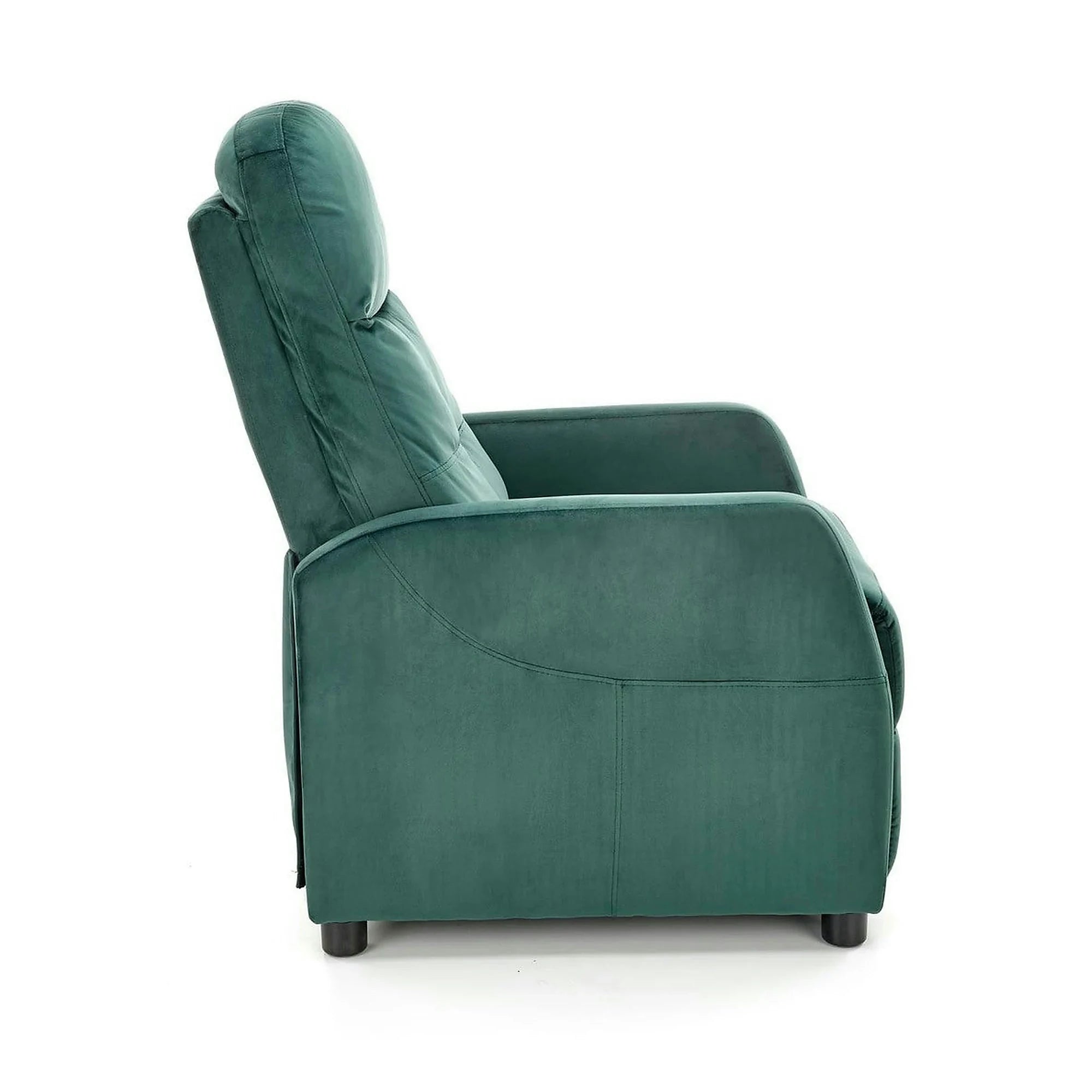 Fotoliu rabatabil FELIPE 2, verde inchis/negru, stofa catifelata/plastic, 64x84/135x103/76 cm