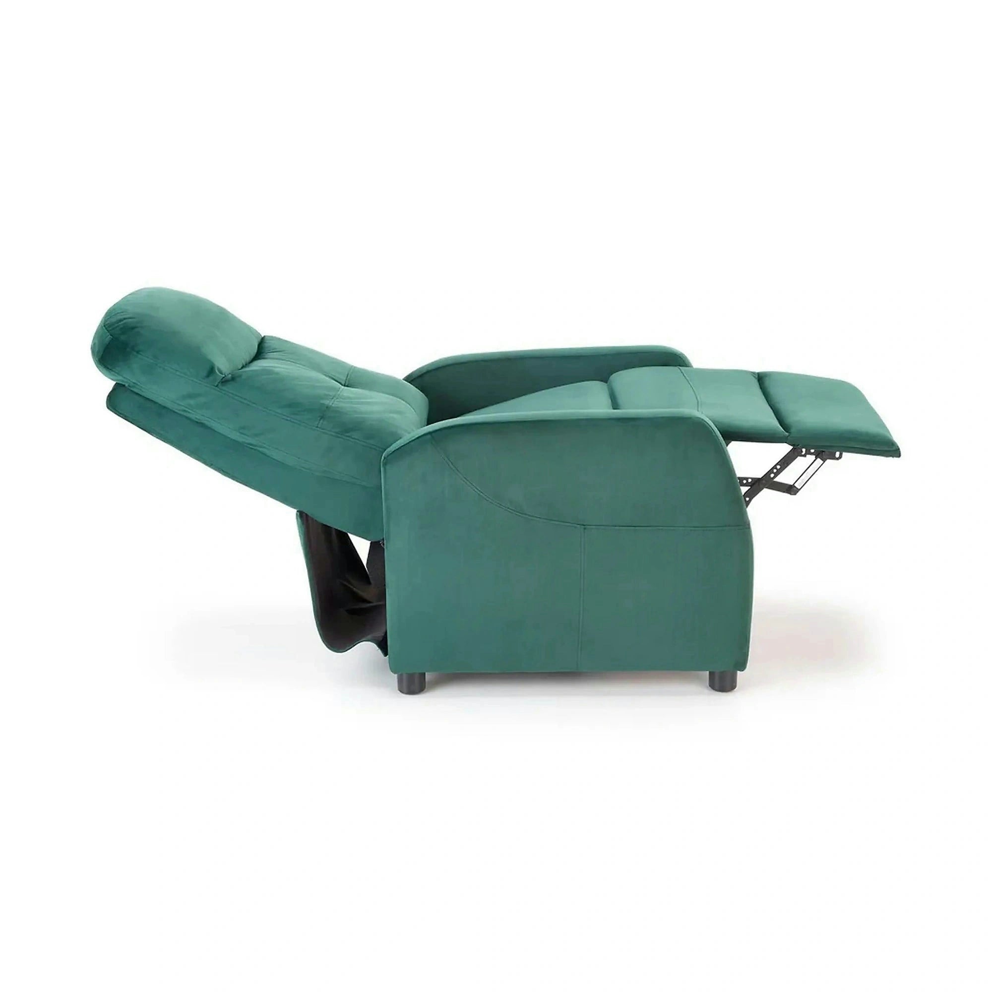 Fotoliu rabatabil FELIPE 2, verde inchis/negru, stofa catifelata/plastic, 64x84/135x103/76 cm