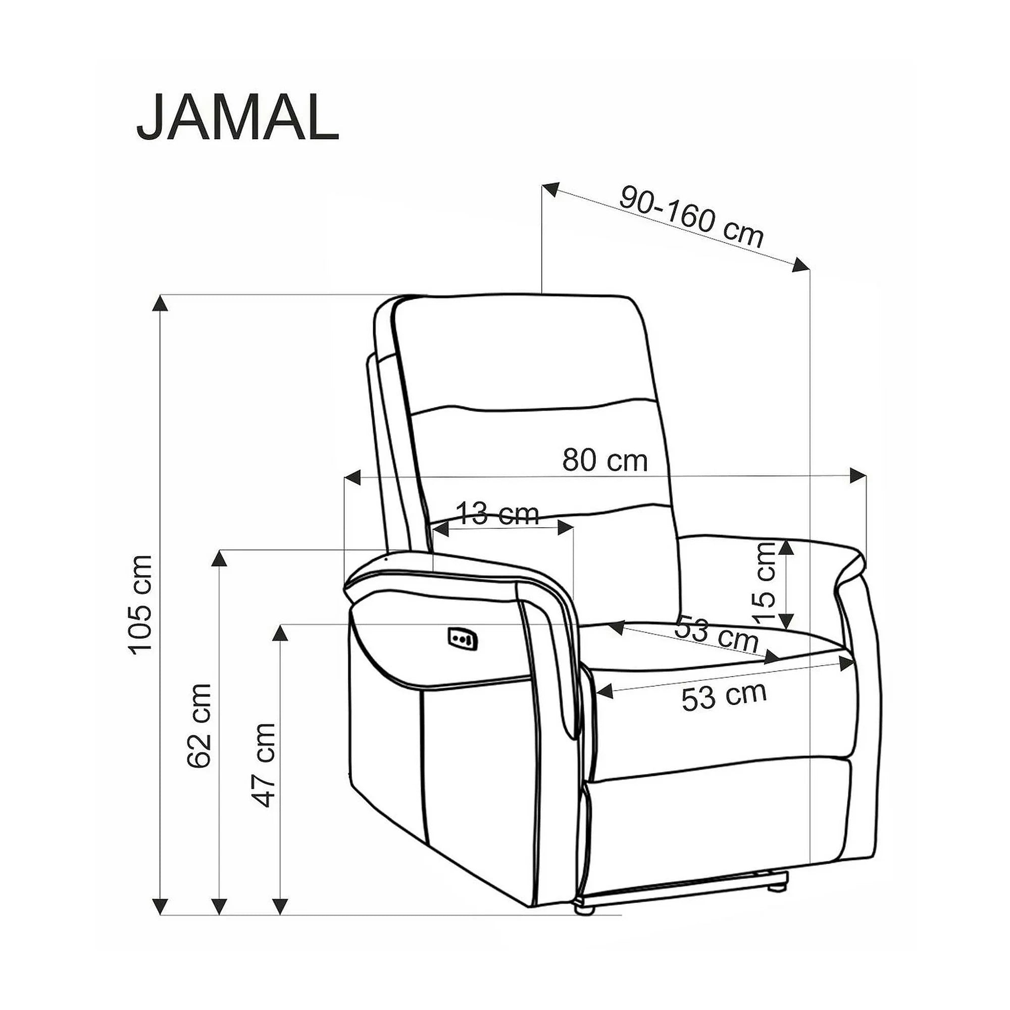 Fotoliu rabatabil JAMAL, stofa clasica bej - Odin 28, 80x90/160x105 cm