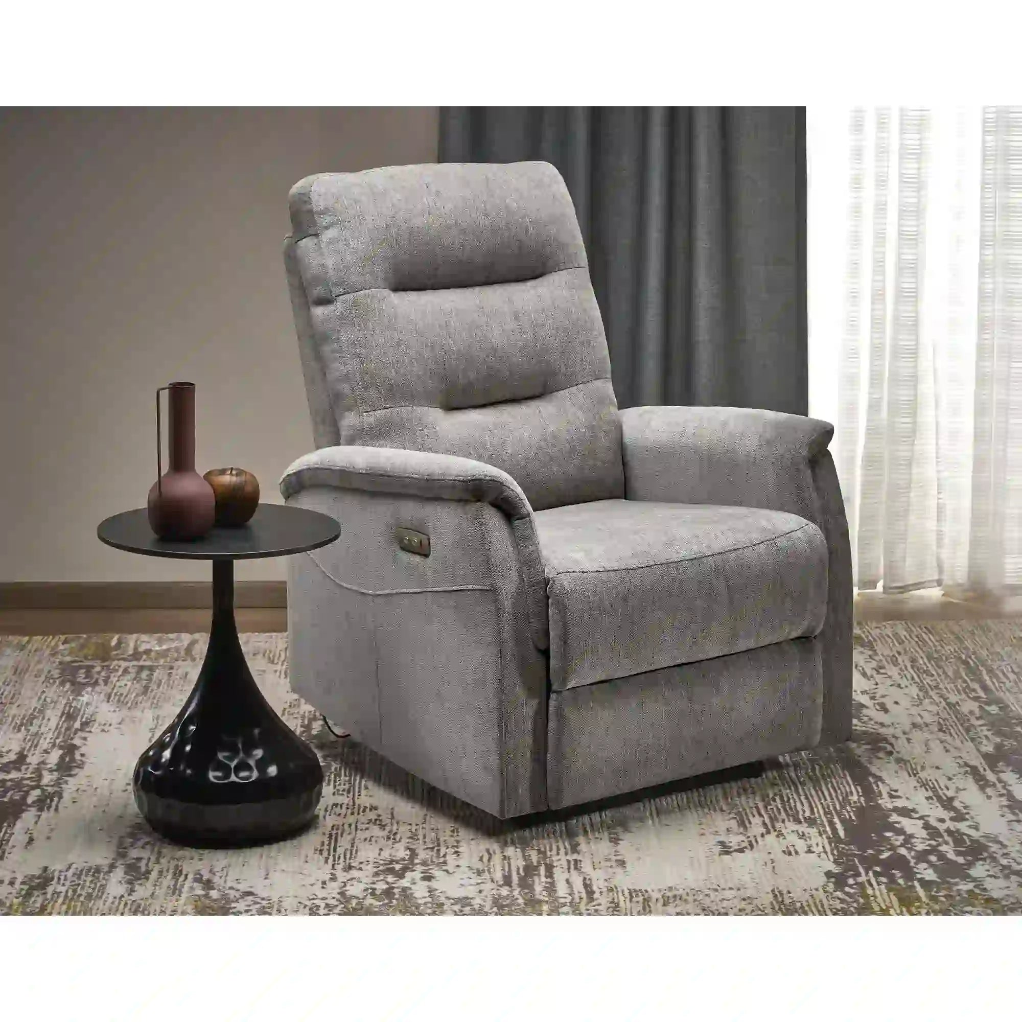 Fotoliu rabatabil JAMAL, stofa clasica, gri - Odin 15, 80x90/160x105 cm