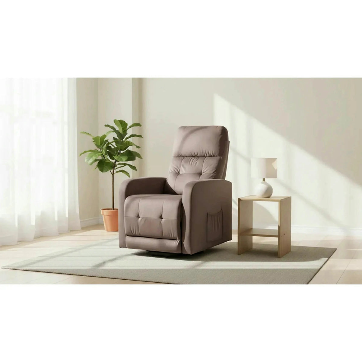 Fotoliu rabatabil OTUS II, stofa catifelata cappuccino - Bluvel 38, 66x92/144x100 cm