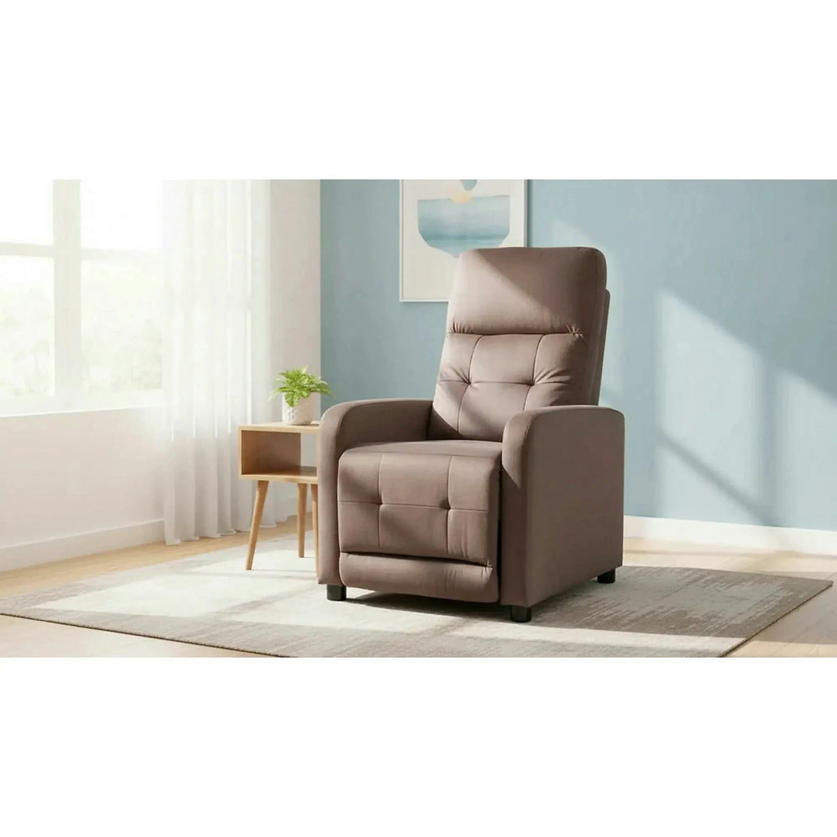 Fotoliu rabatabil OTUS, stofa catifelata cappuccino - Bluvel 38, 66x92/144x100 cm