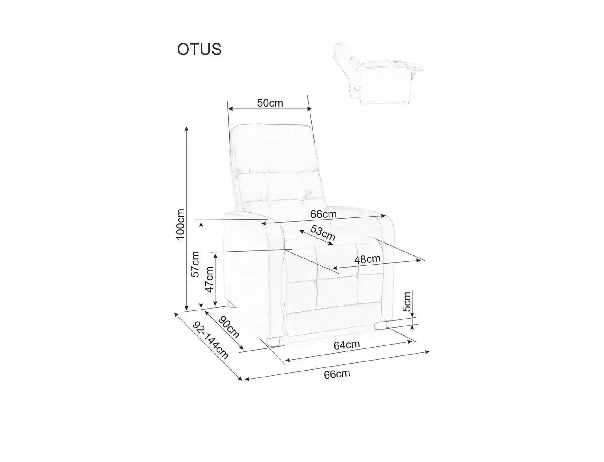 Fotoliu rabatabil OTUS, stofa clasica gri - Brego 07, 66x92/144x100 cm