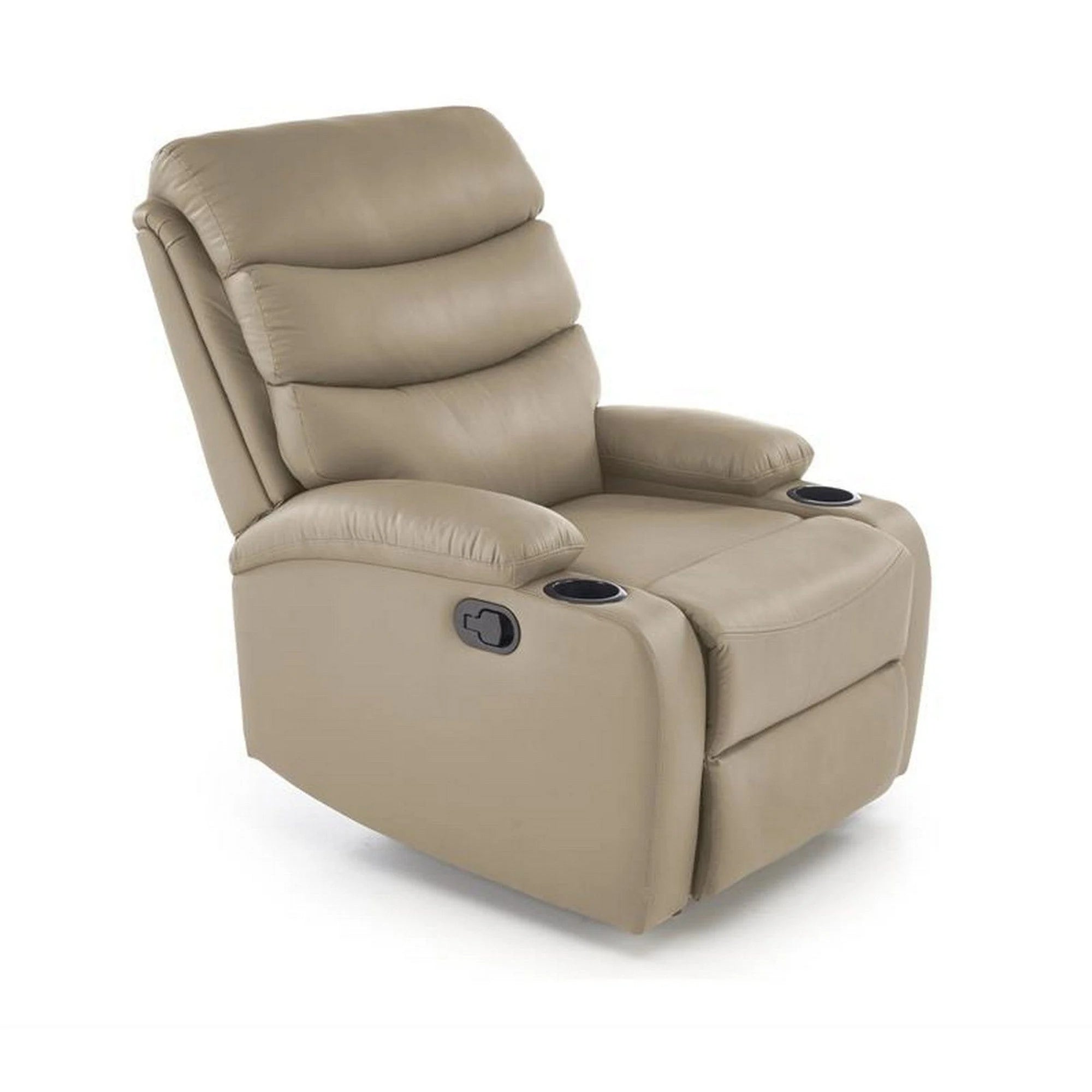 Fotoliu rabatabil PERUS, bej/negru, piele ecologica/metal, 80x100/168x101/80 cm