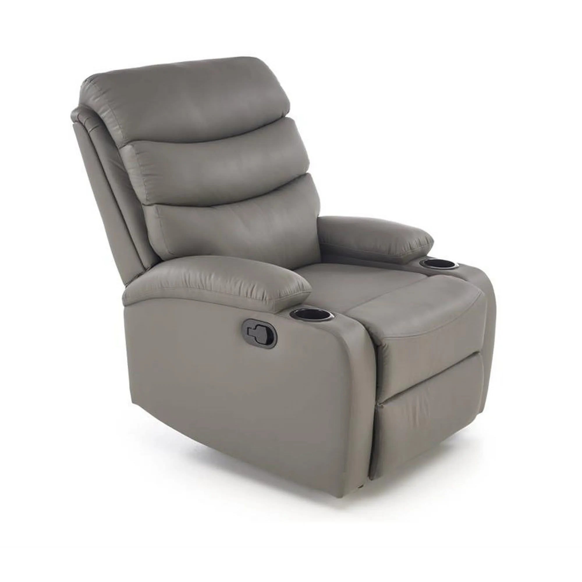 Fotoliu rabatabil PERUS, gri/negru, piele ecologica/metal, 80x100/168x101/80 cm