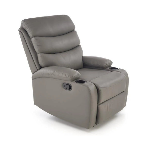 Fotoliu rabatabil PERUS, gri/negru, piele ecologica/metal, 80x100/168x101/80 cm