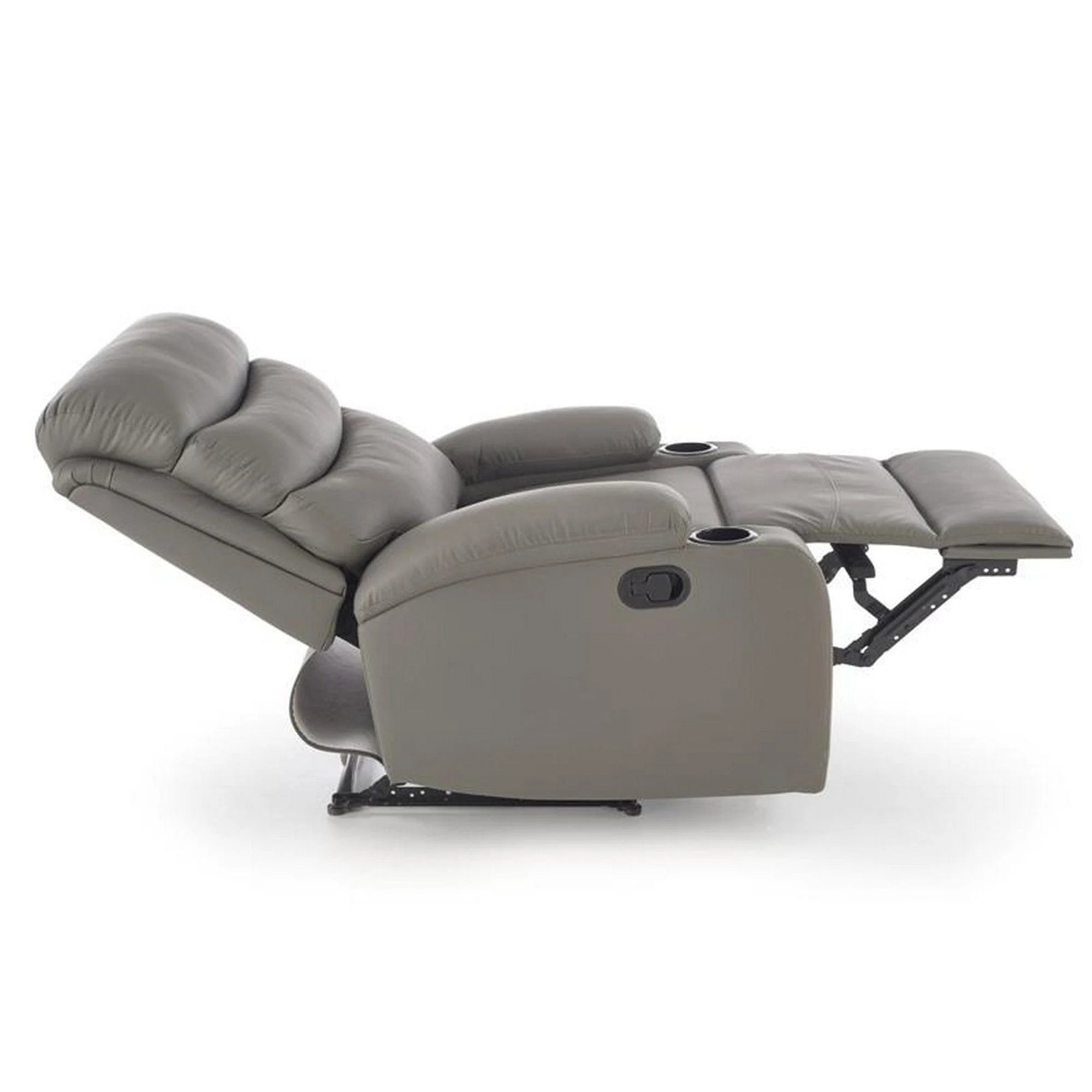 Fotoliu rabatabil PERUS, gri/negru, piele ecologica/metal, 80x100/168x101/80 cm