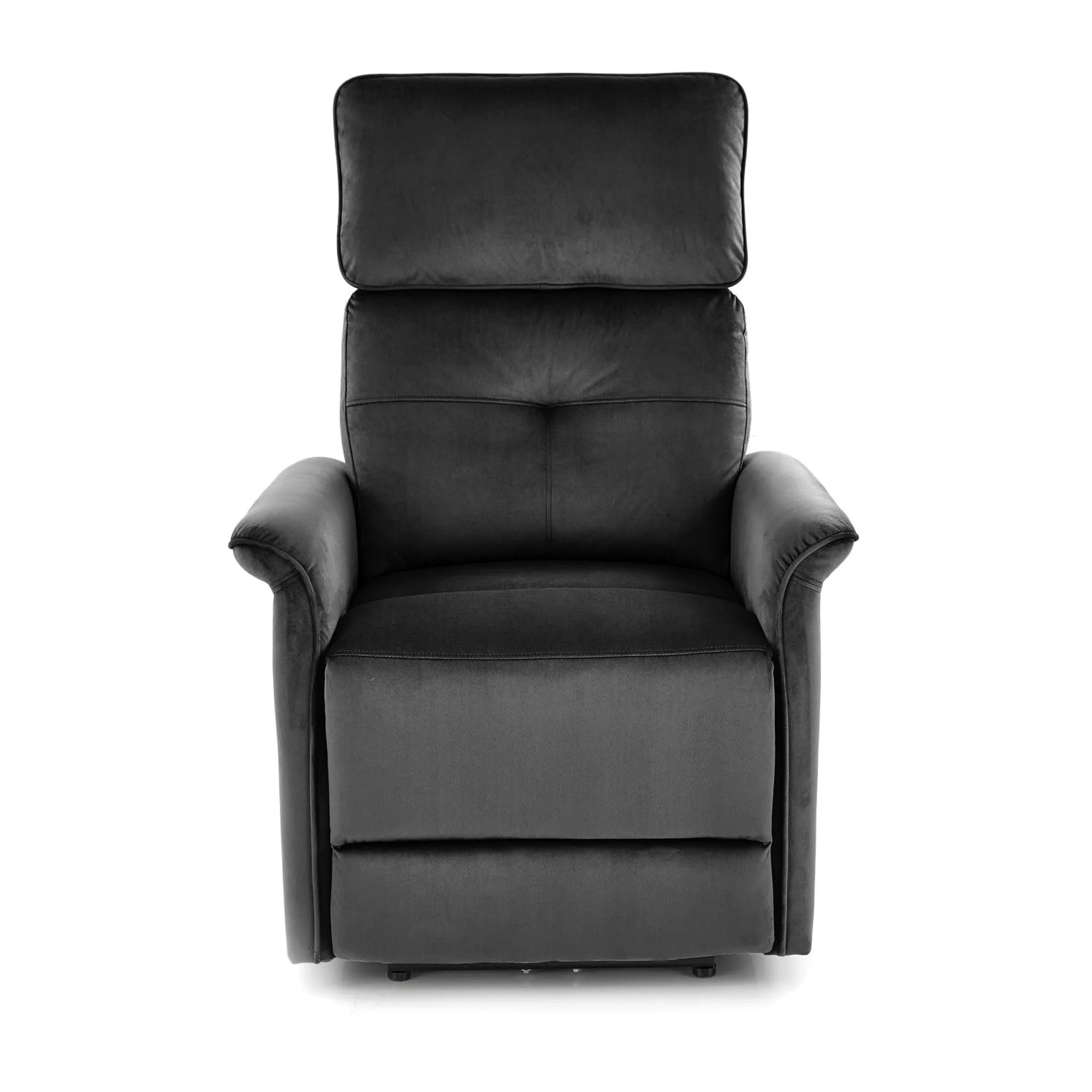 Fotoliu rabatabil SEMIR, stofa catifelata negru- Bluvel 19, 80x90/170x92/108 cm
