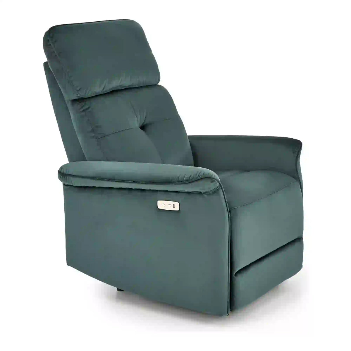 Fotoliu rabatabil SEMIR, verde inchis/negru, stofa catifelata/metal, 80x90/170x92/108 cm