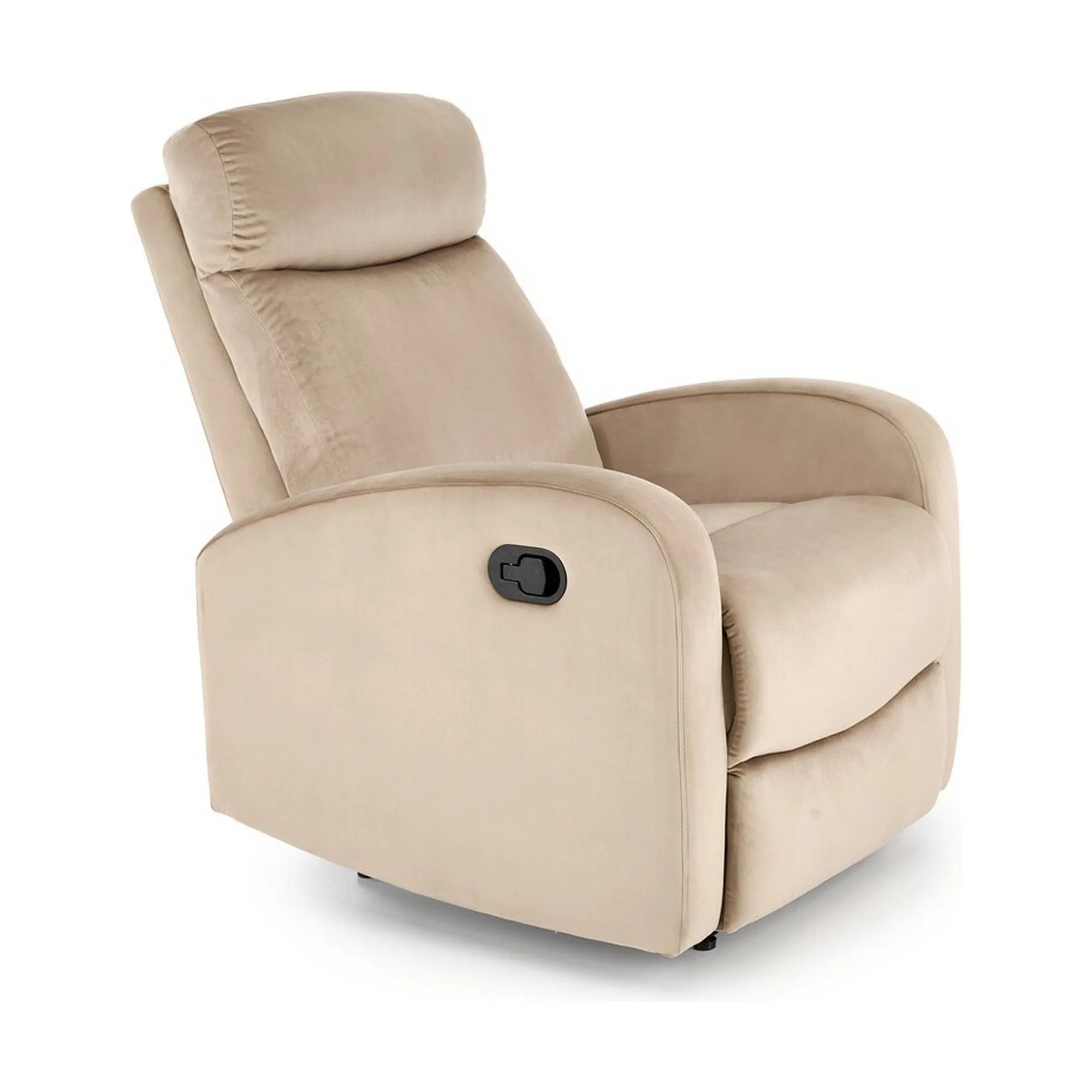 Fotoliu rabatabil WONDER, bej/negru, stofa catifelata/metal, 75x95/140x90/98 cm