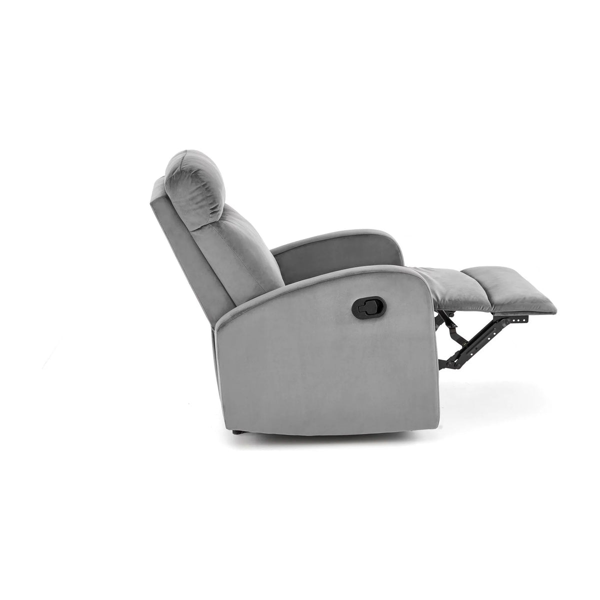 Fotoliu rabatabil WONDER, gri/negru, stofa catifelata/metal, 75x95/140x90/98 cm