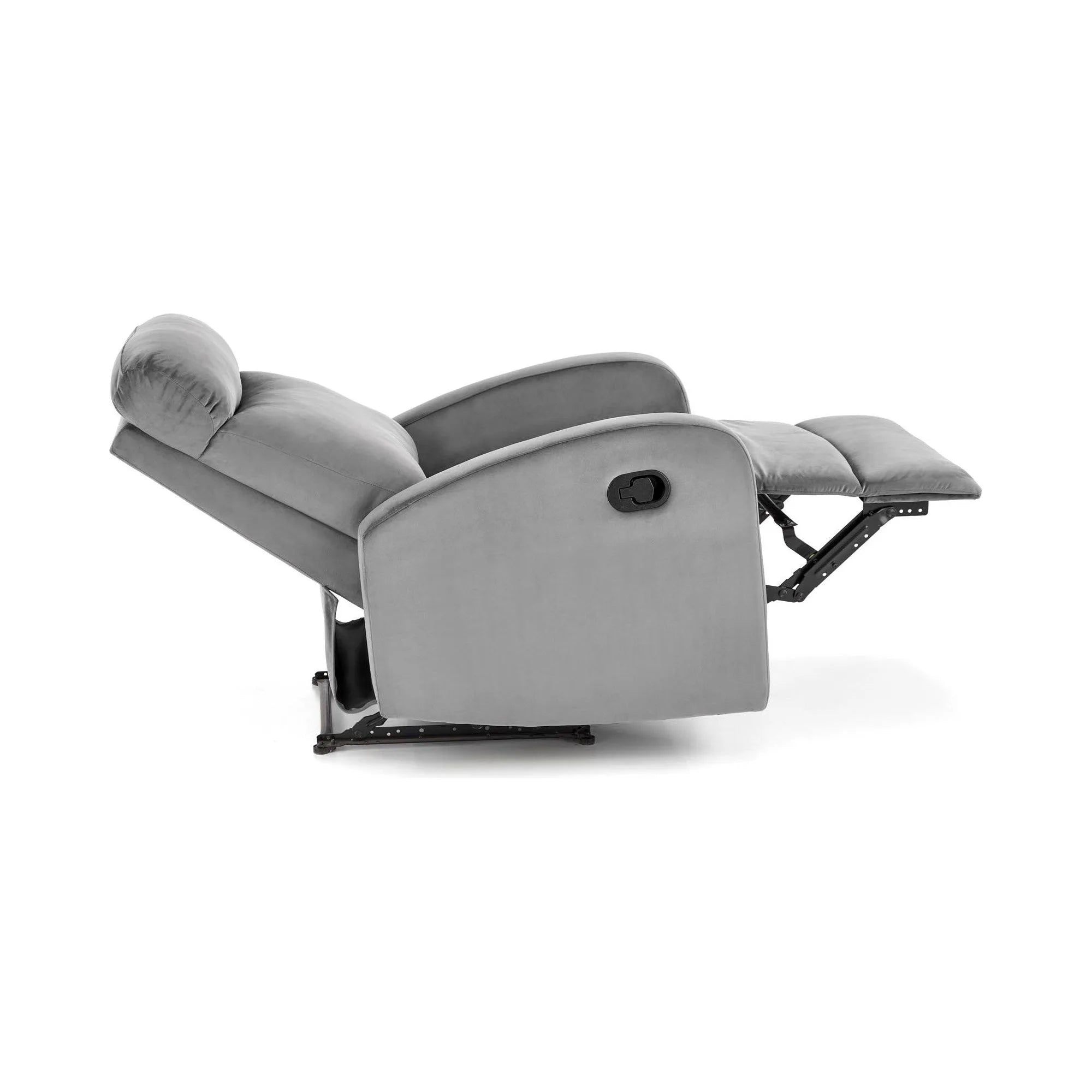 Fotoliu rabatabil WONDER, gri/negru, stofa catifelata/metal, 75x95/140x90/98 cm