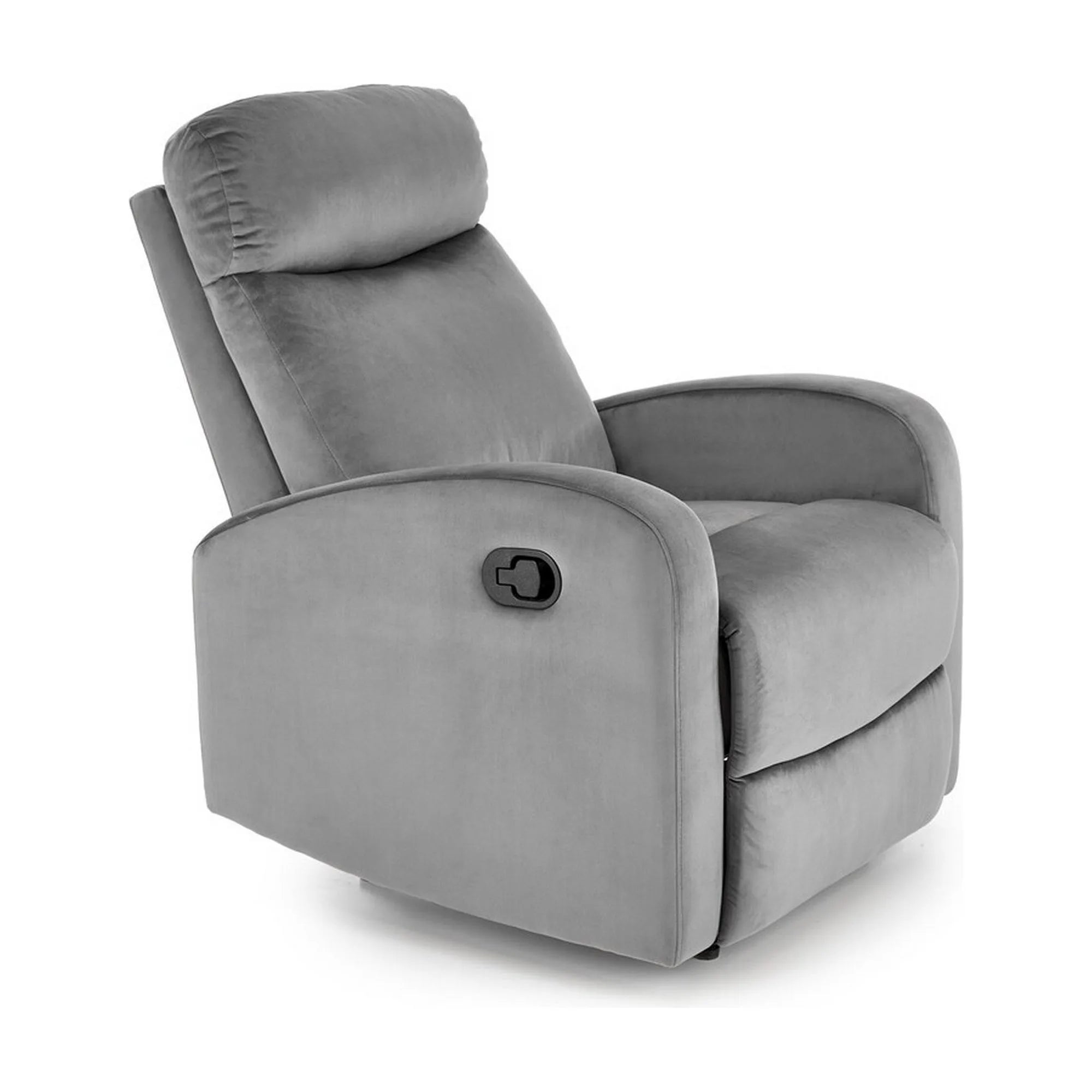 Fotoliu rabatabil WONDER, gri/negru, stofa catifelata/metal, 75x95/140x90/98 cm