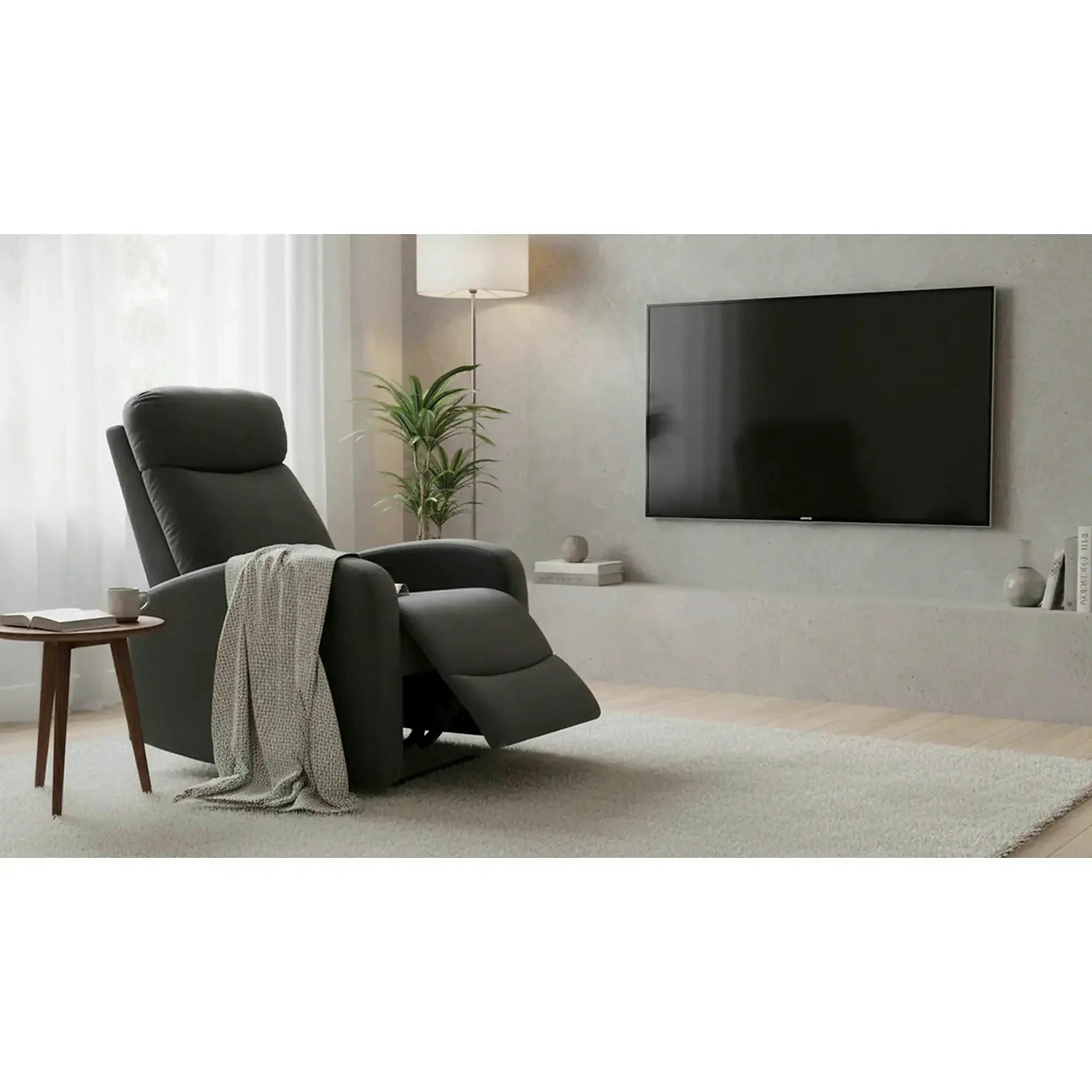 Fotoliu rabatabil WONDER, stofa catifelata negru - Bluvel 19, 75x95/140x90/98 cm