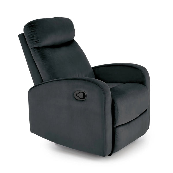 Fotoliu rabatabil WONDER, stofa catifelata negru - Bluvel 19, 75x95/140x90/98 cm