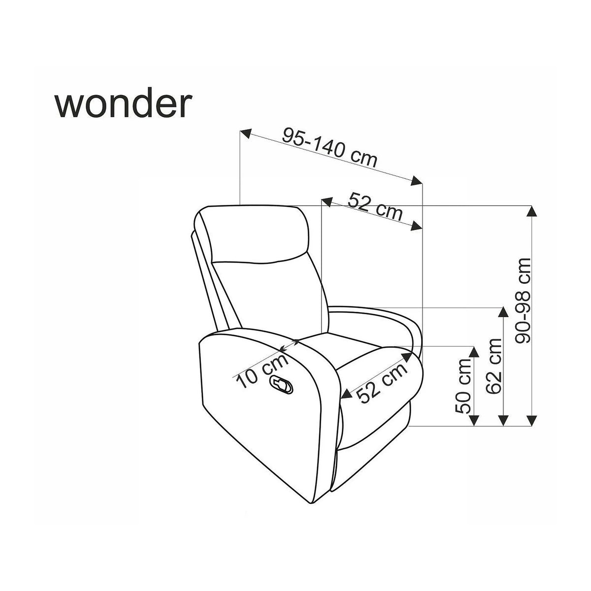 Fotoliu rabatabil WONDER, stofa catifelata scortisoara - Bluvel 4215, 75x95/140x90/98 cm