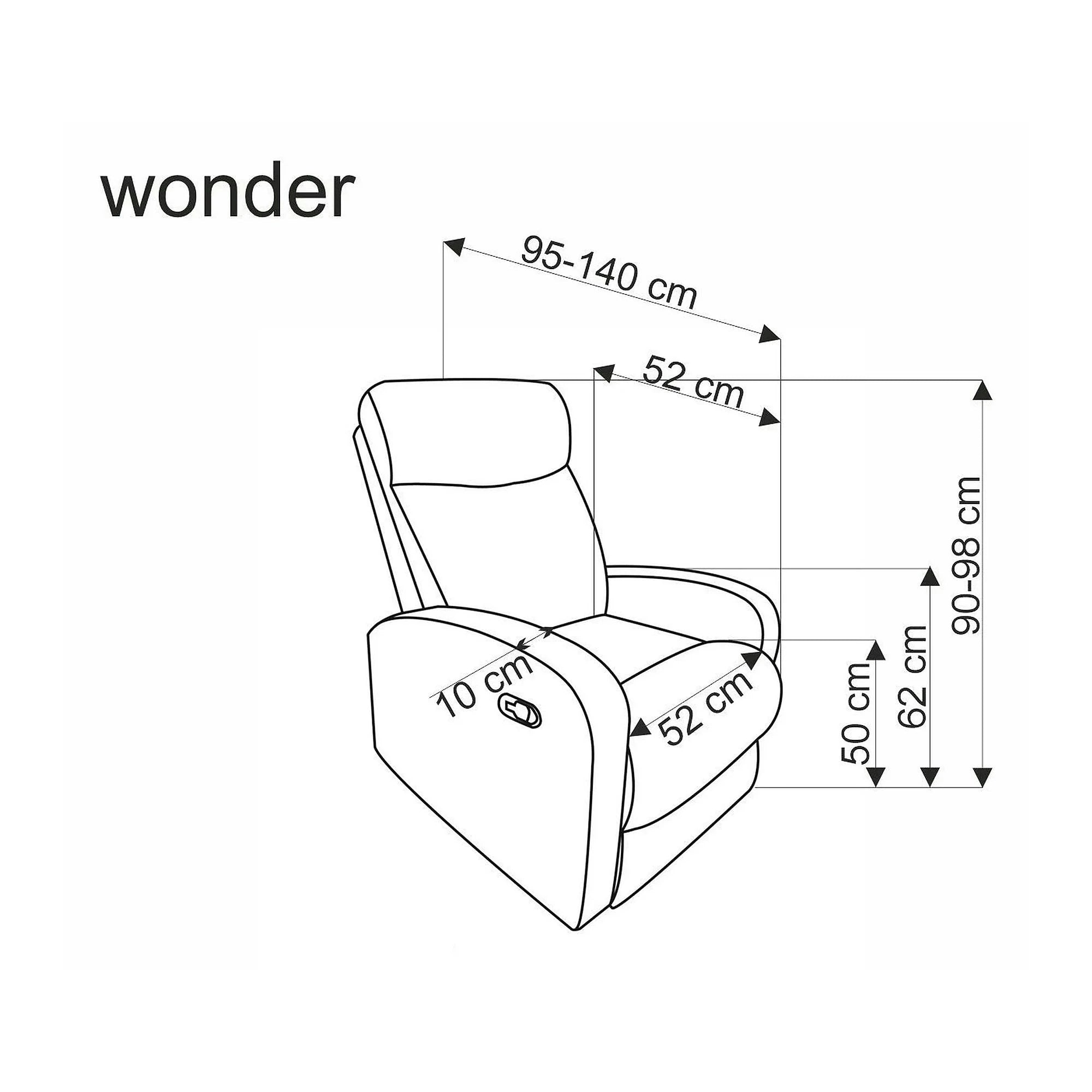 Fotoliu rabatabil WONDER, stofa catifelata scortisoara - Bluvel 4215, 75x95/140x90/98 cm