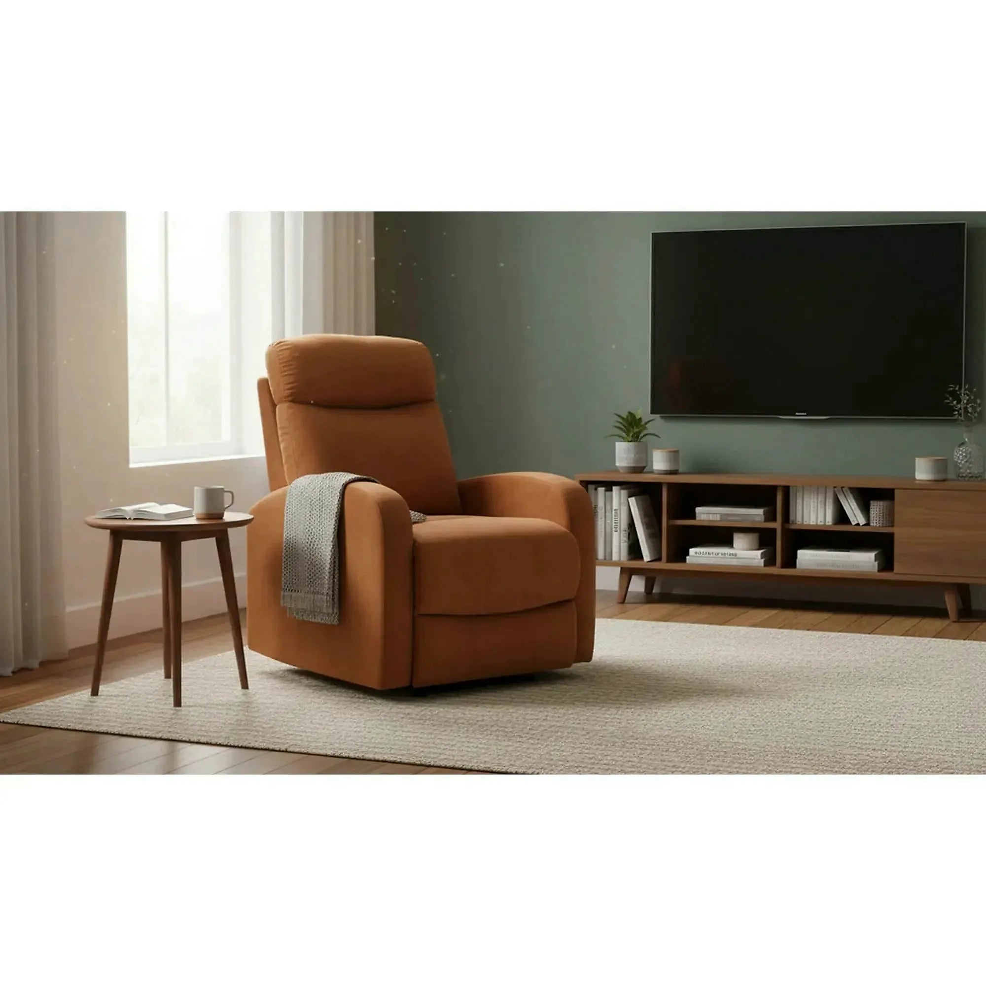 Fotoliu rabatabil WONDER, stofa catifelata scortisoara - Bluvel 4215, 75x95/140x90/98 cm