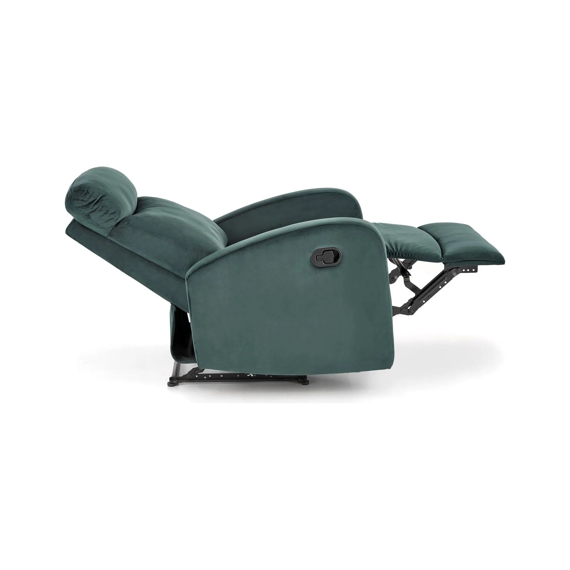 Fotoliu rabatabil WONDER, verde inchis/negru, stofa catifelata/metal, 75x95/140x90/98 cm