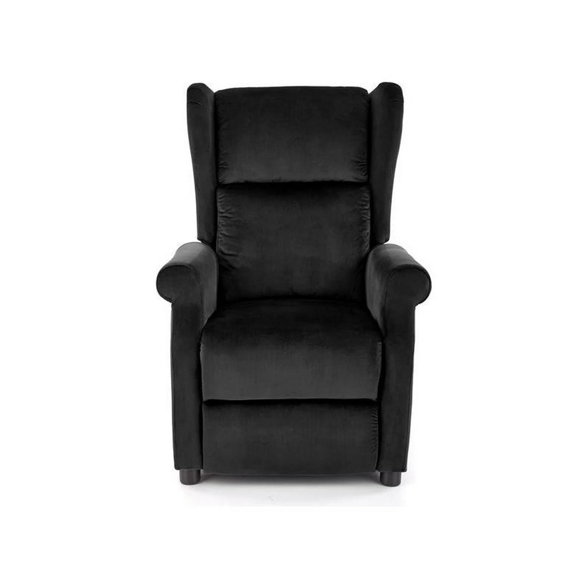 Fotoliu recliner AGUSTIN 2, negru, stofa catifelata/lemn, 75x92/160x83/107 cm