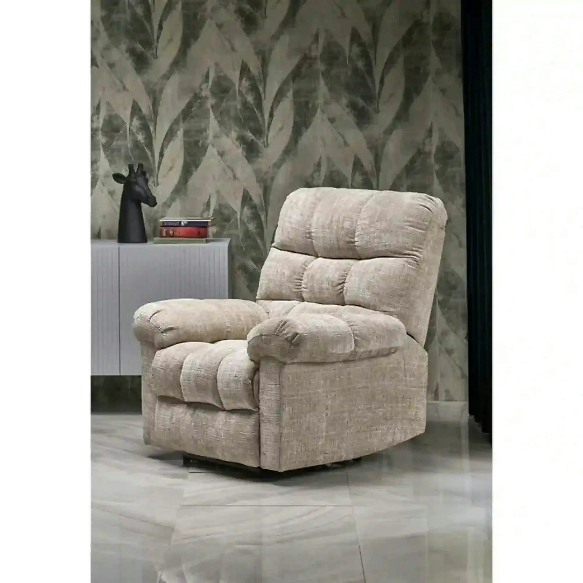 Fotoliu recliner AMORE, bej, stofa, 105x100x86 cm