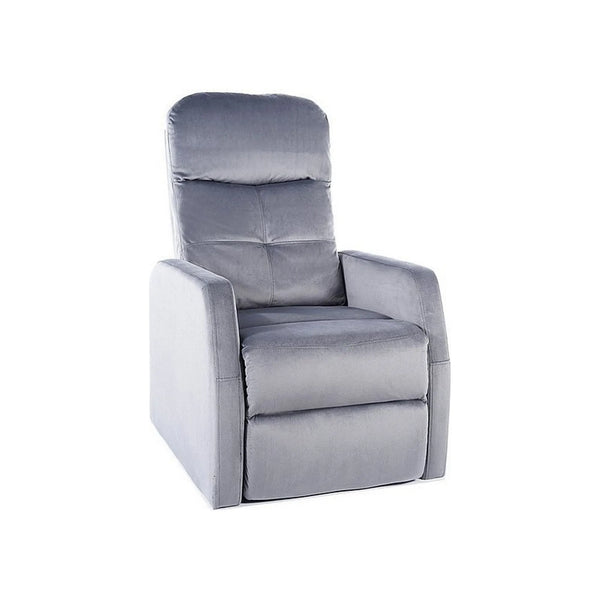 Fotoliu recliner ARES, gri, stofa catifelata, 63x76/150x100 cm