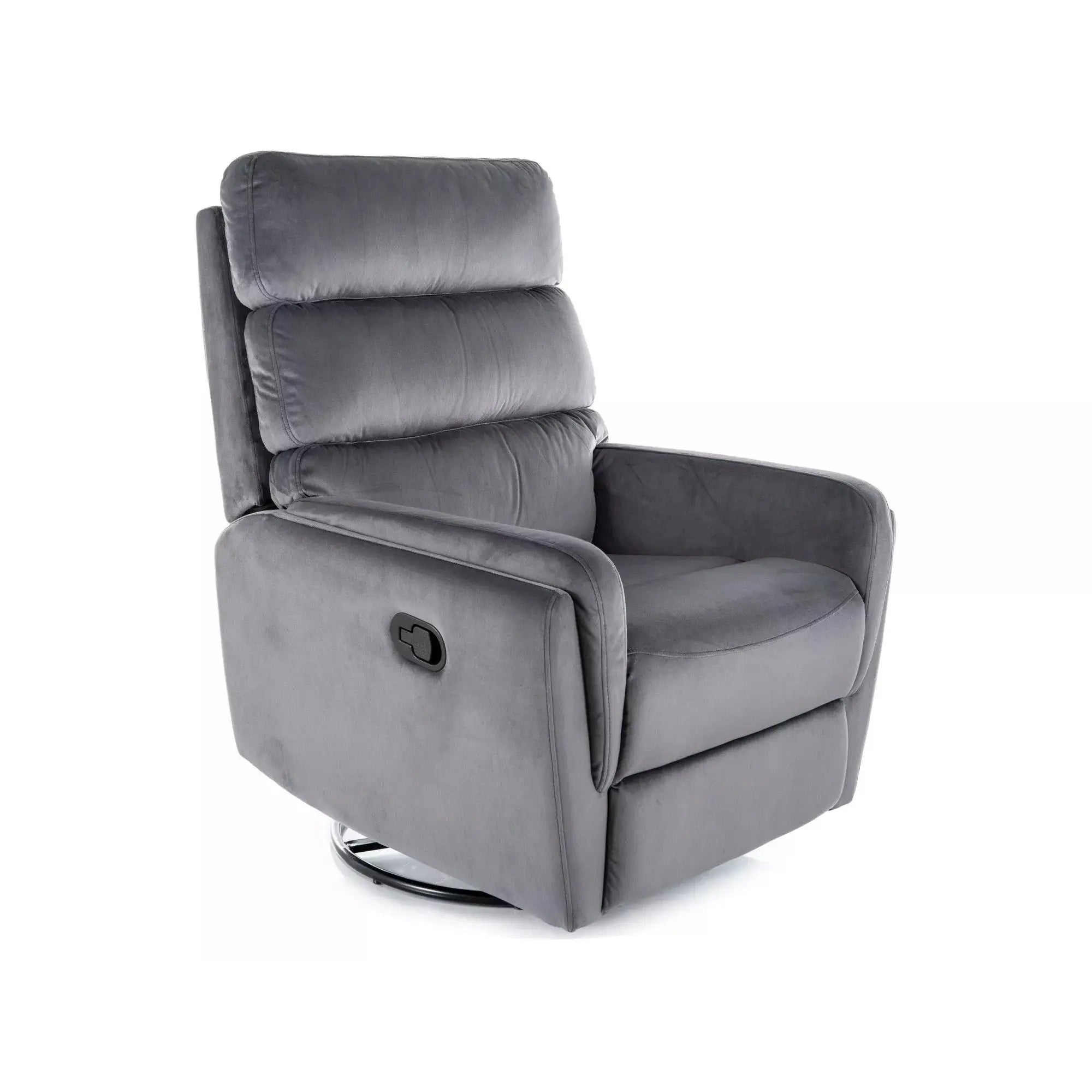 Fotoliu recliner ARGOS, stofa catifelata gri - Bluvel 14, 78x84/162x107 cm