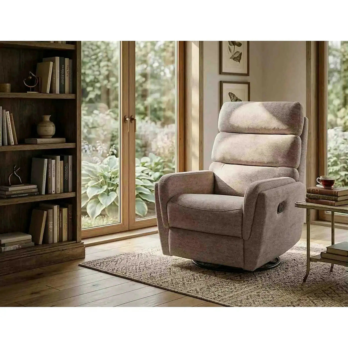 Fotoliu recliner ARGOS, stofa clasica bej inchis - Raven 30, 78x84/162x107 cm