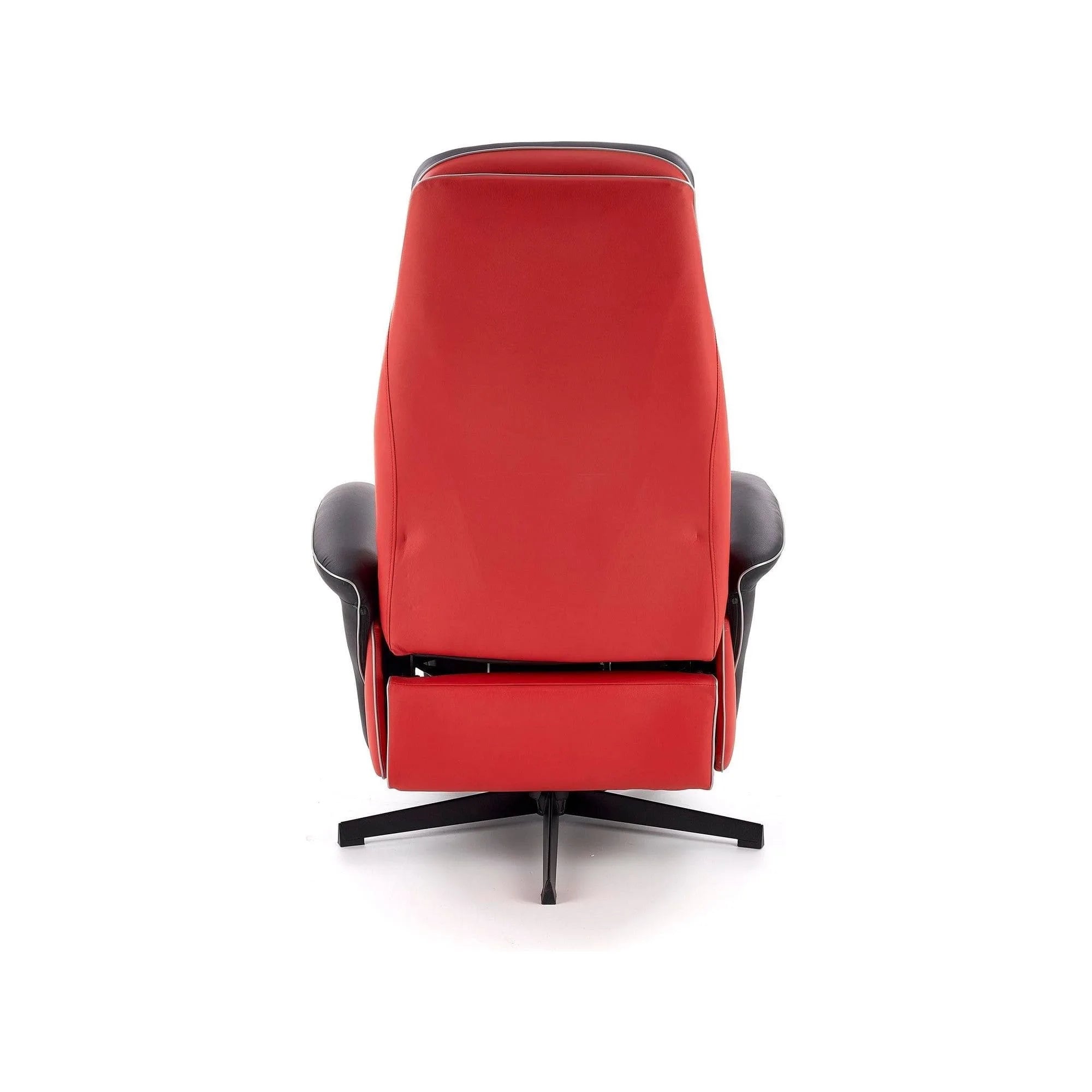 Fotoliu recliner CAMARO, negru/rosu, piele ecologica/otel, 77x72/146x86/112 cm