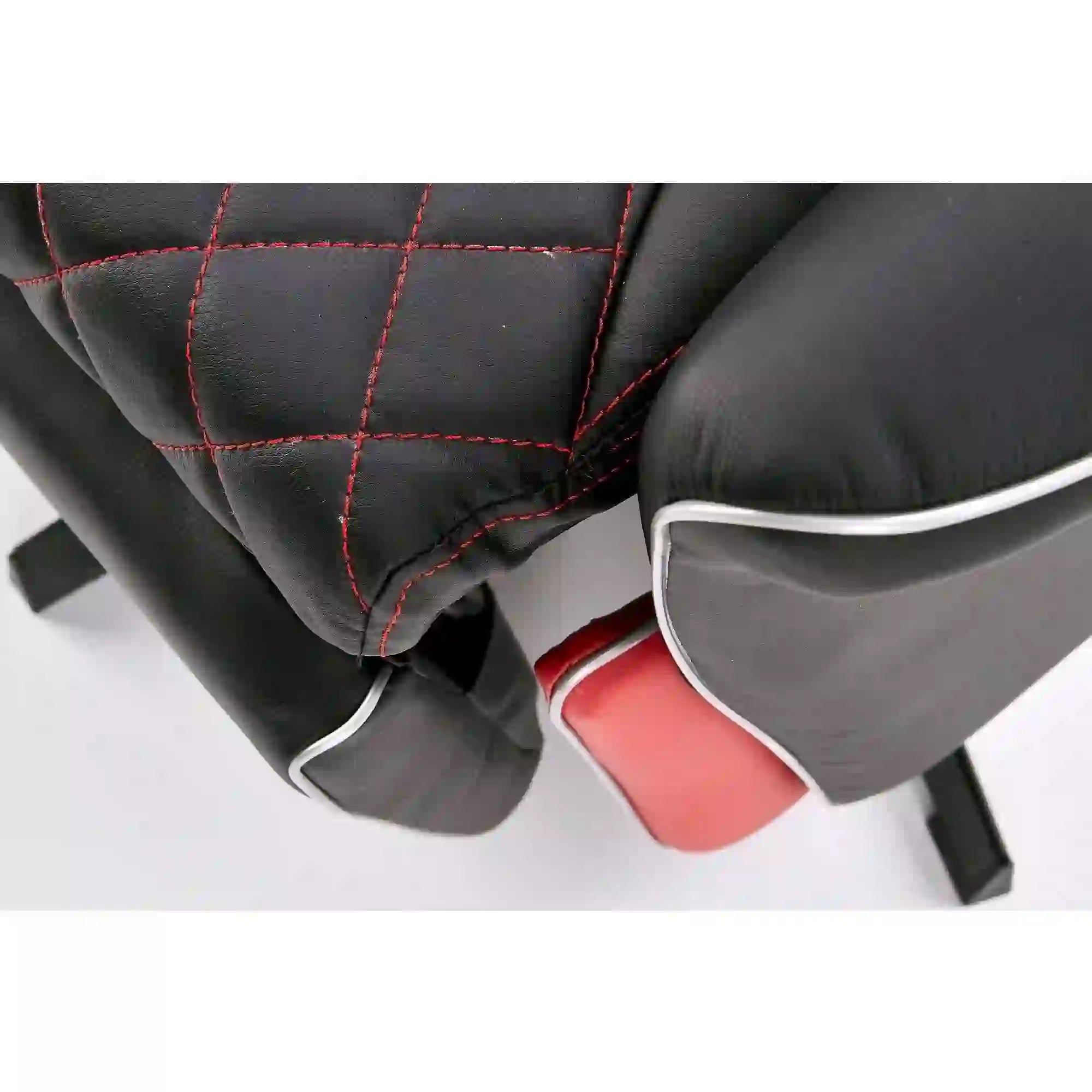 Fotoliu recliner CAMARO, negru/rosu, piele ecologica/otel, 77x72/146x86/112 cm