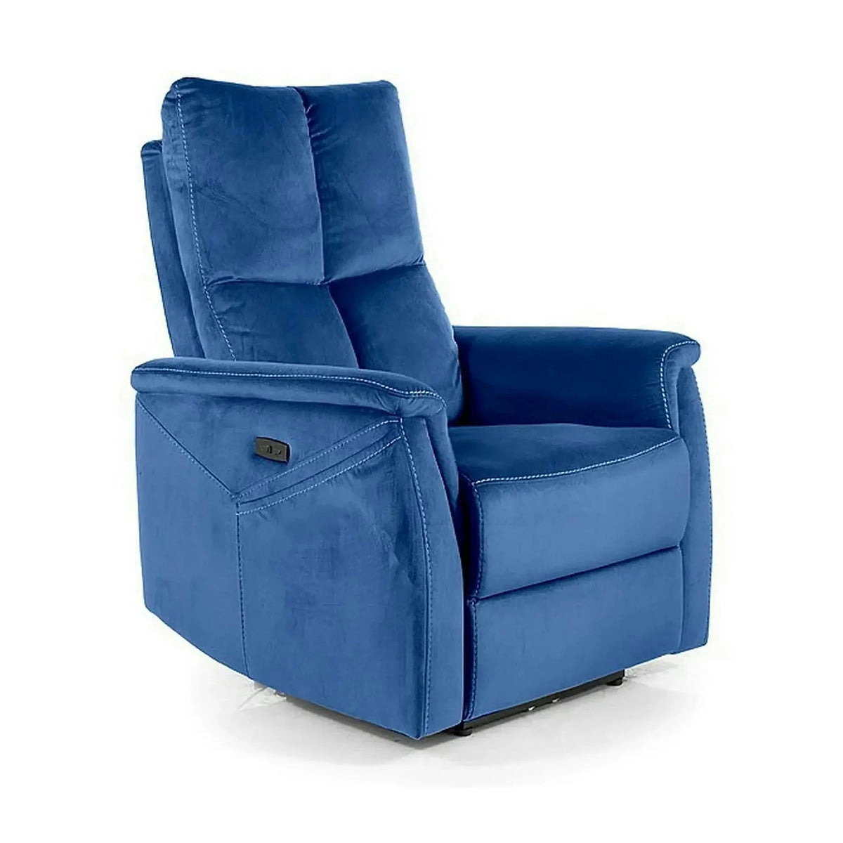 Fotoliu recliner cu functie de masaj NEPTUN M, stofa catifelata albastru - Bluvel 86, 76x94/160x96 cm