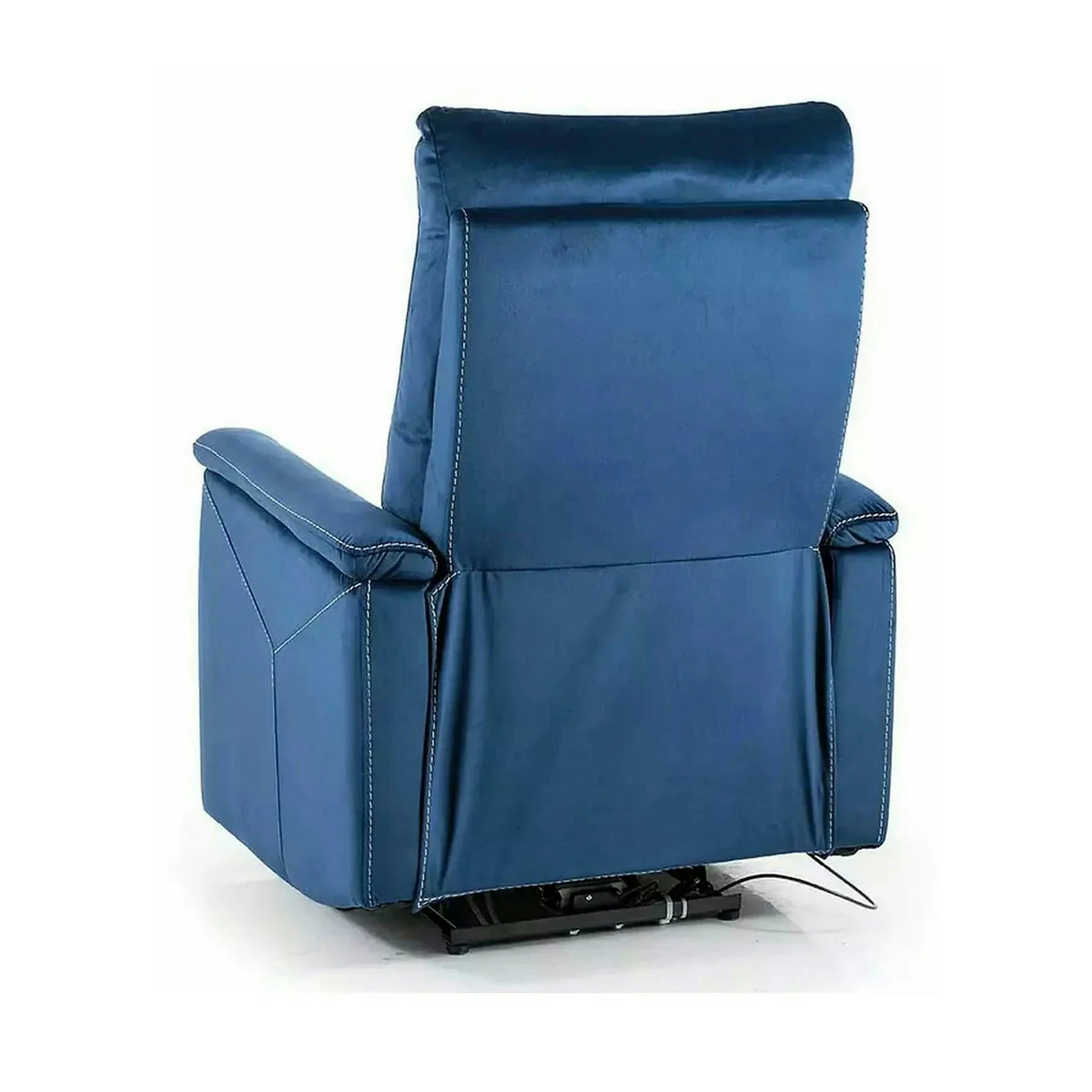 Fotoliu recliner cu functie de masaj NEPTUN M, stofa catifelata albastru - Bluvel 86, 76x94/160x96 cm