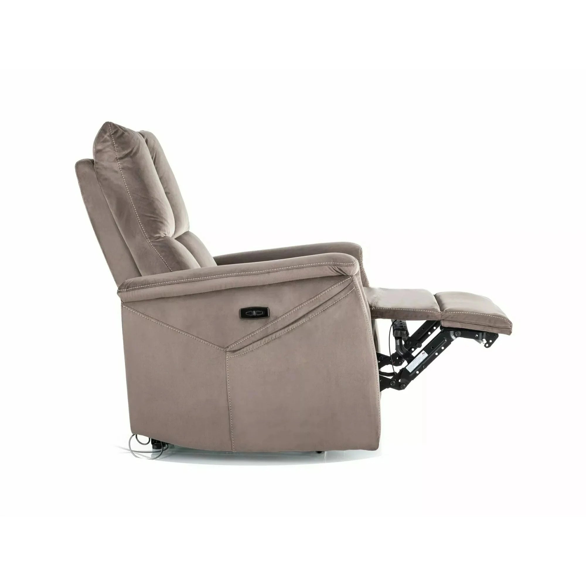 Fotoliu recliner cu functie de masaj NEPTUN M, stofa catifelata cappuccino - Bluvel 38, 76x94/160x96 cm