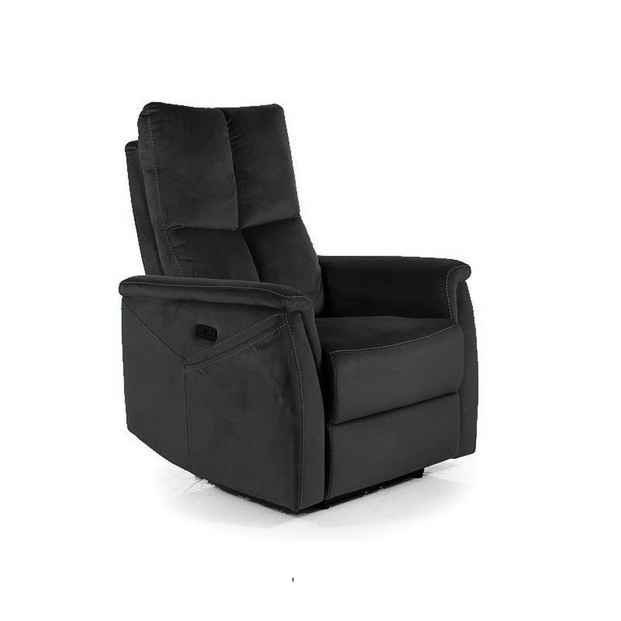 Fotoliu recliner cu functie de masaj NEPTUN M, stofa catifelata negru - Bluvel 19, 76x94/160x96 cm