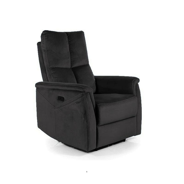 Fotoliu recliner cu functie de masaj NEPTUN M, stofa catifelata negru - Bluvel 19, 76x94/160x96 cm