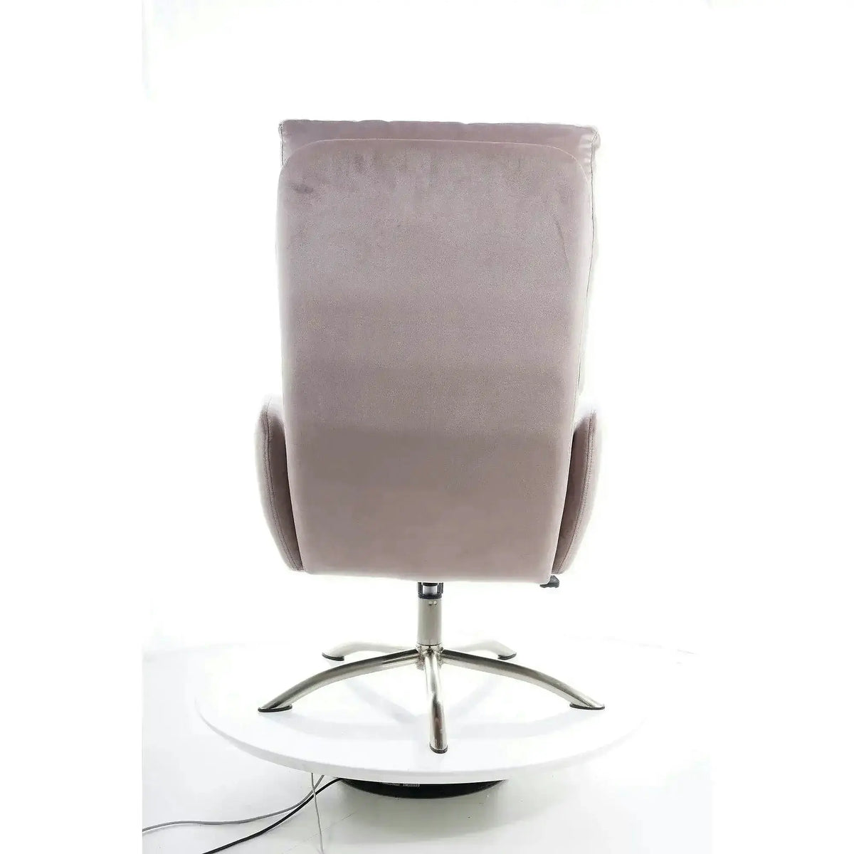 Fotoliu recliner cu taburet MONROE, roz antic/crom, stofa catifelata/metal
