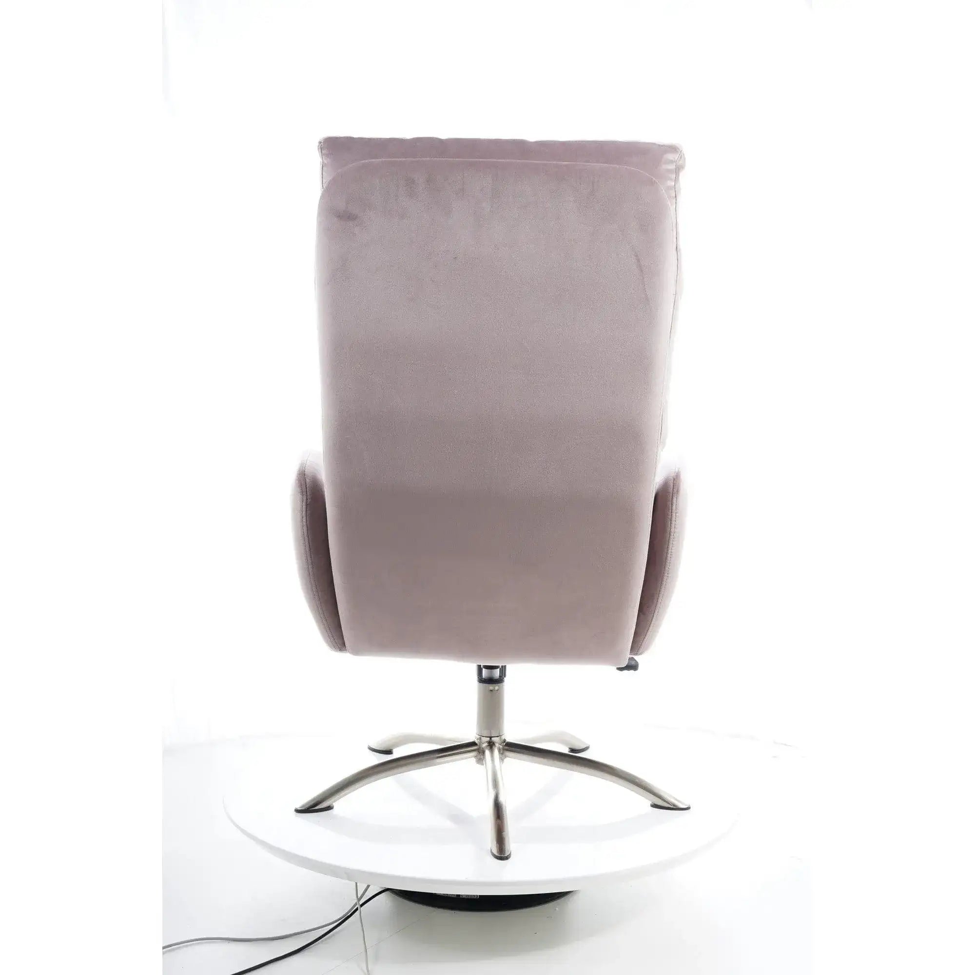 Fotoliu recliner cu taburet MONROE, roz antic/crom, stofa catifelata/metal