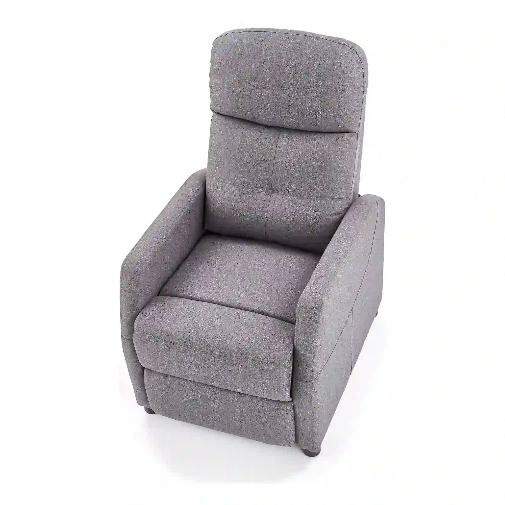 Fotoliu recliner FELIPE, gri inchis/negru, stofa/plastic, 64x84/135x76/103 cm