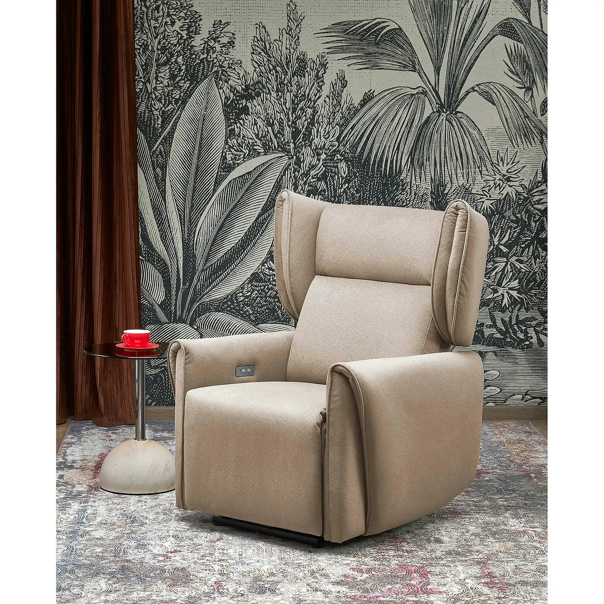 Fotoliu recliner GELATO, bej, stofa clasica, 83x91/161x95/109 cm