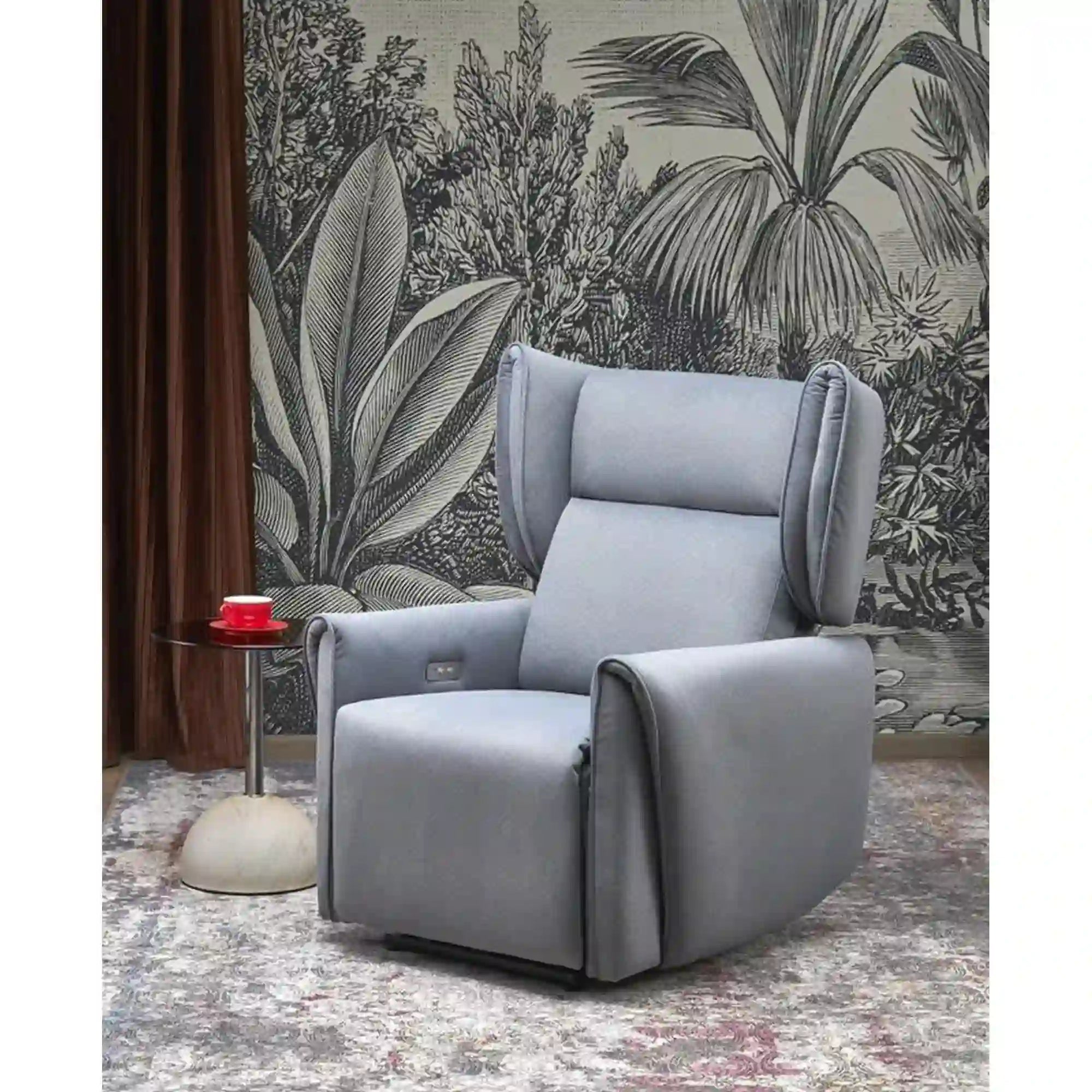 Fotoliu recliner GELATO, gri, stofa clasica, 83x91/161x95/109 cm