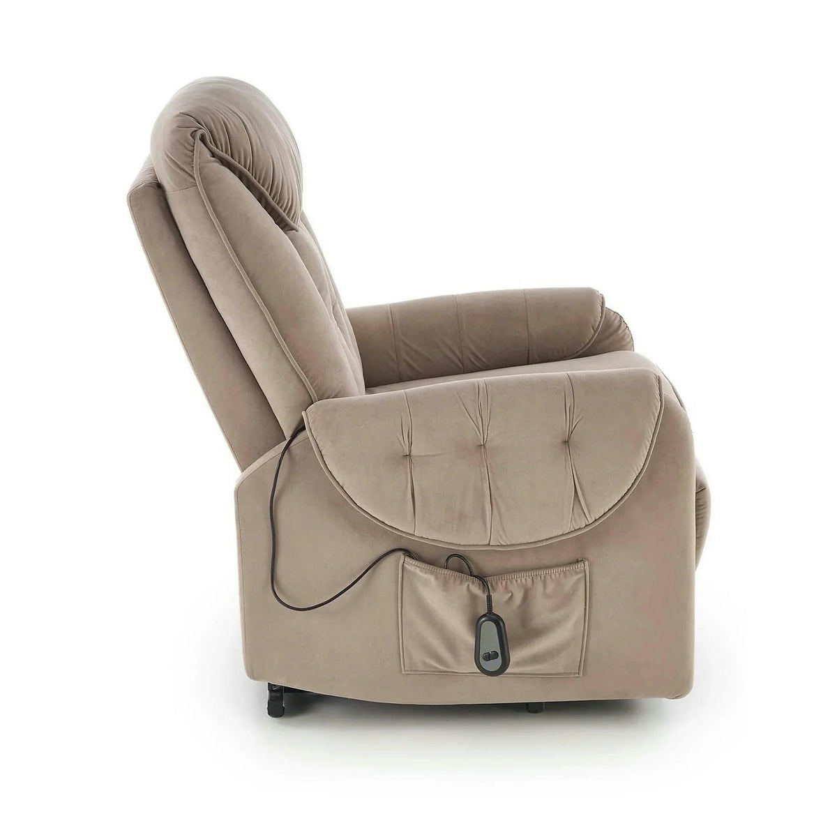 Fotoliu recliner HORTON, stofa catifelata bej - Mavel 38, 80x97/158x90/105 cm