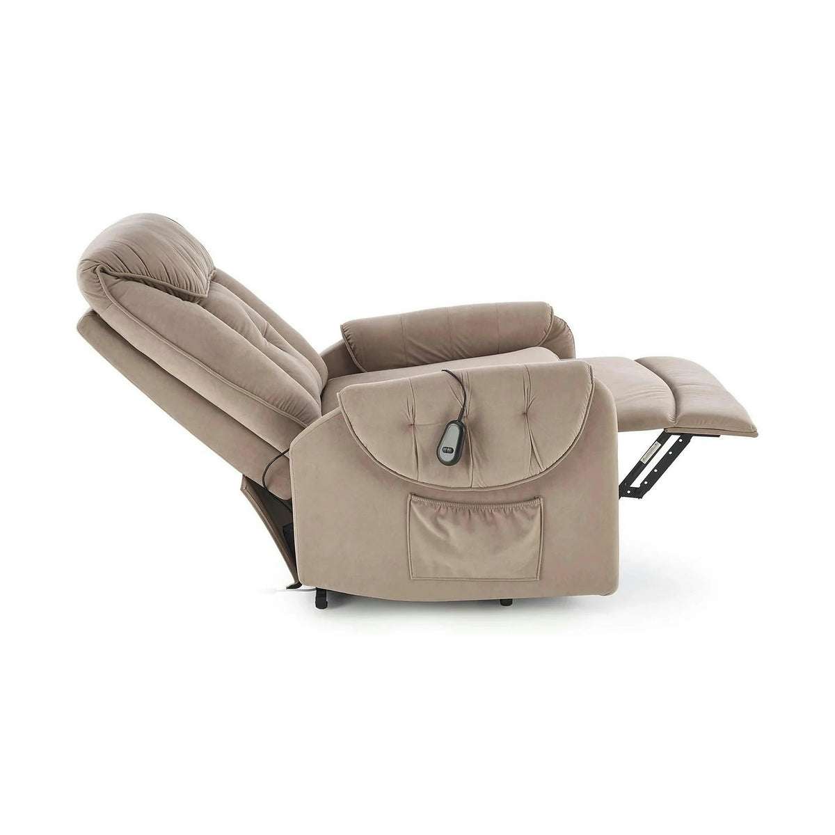 Fotoliu recliner HORTON, stofa catifelata bej - Mavel 38, 80x97/158x90/105 cm